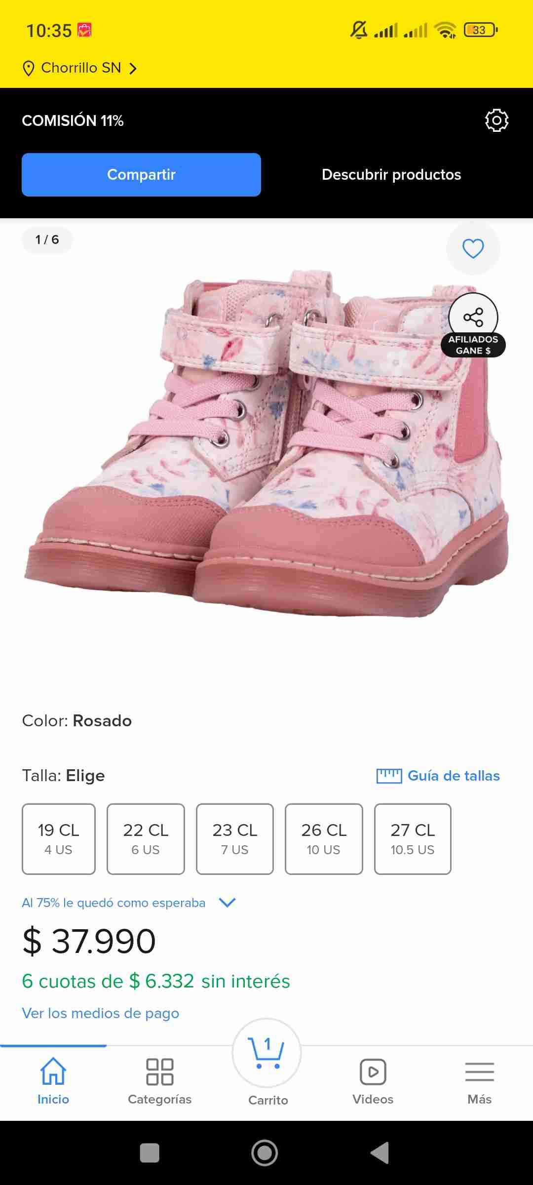 Botas rosadas con diseño floral - miniatura 3