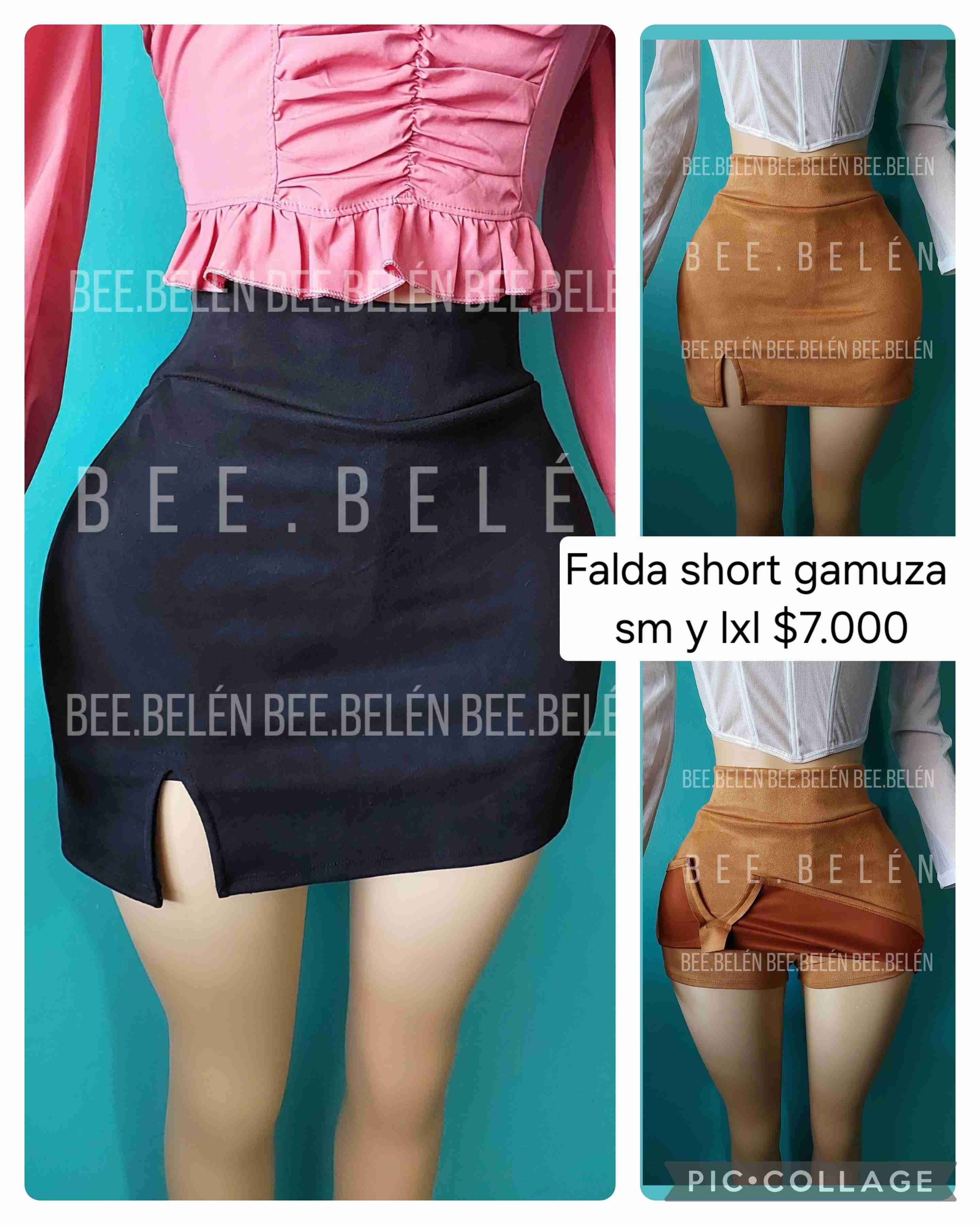Mini falda short negra con abertura - miniatura 2