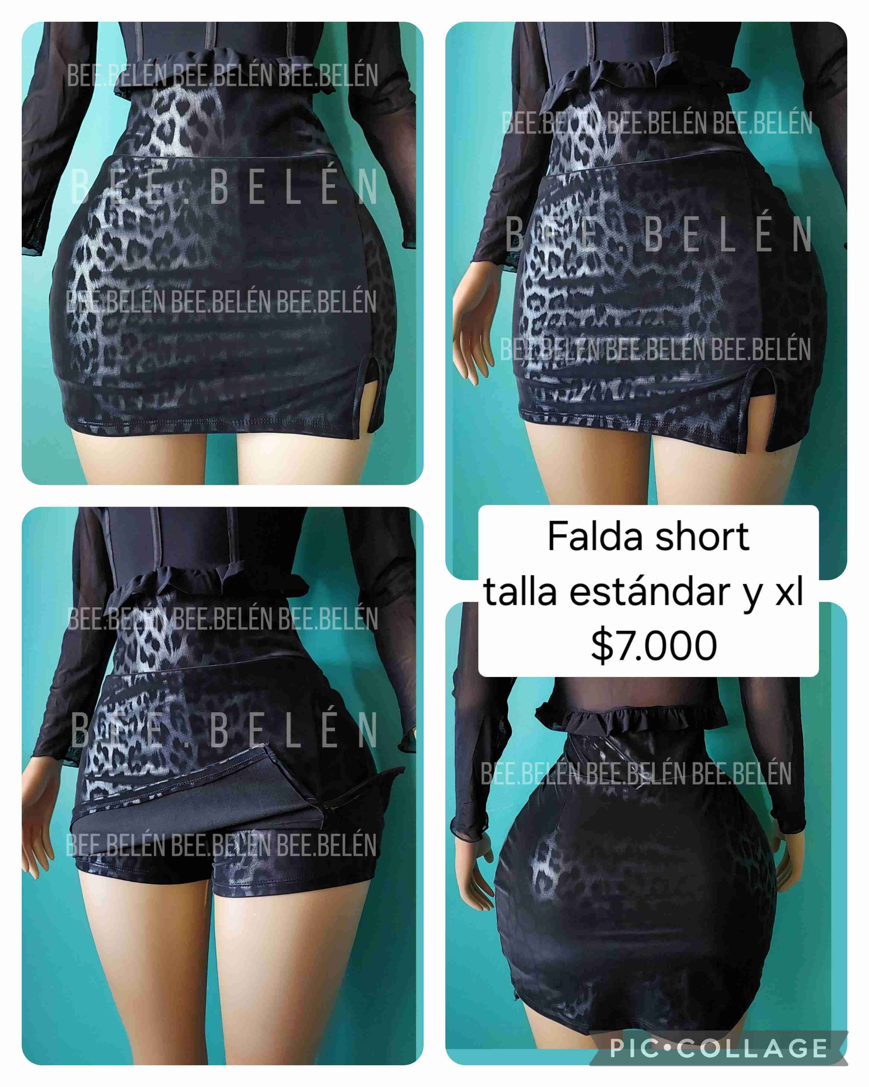 Minifalda short negra con estampado animal - miniatura 6