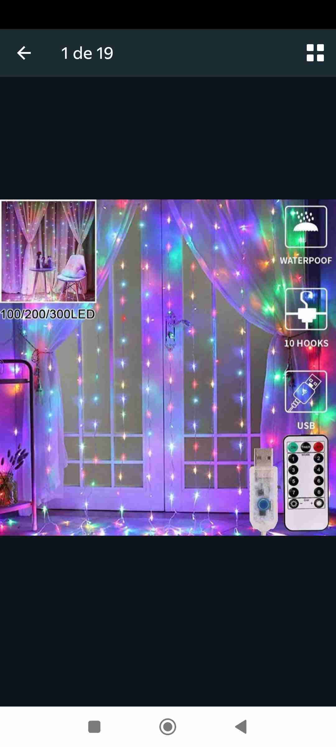 Cortina de luces LED moradas - miniatura 6