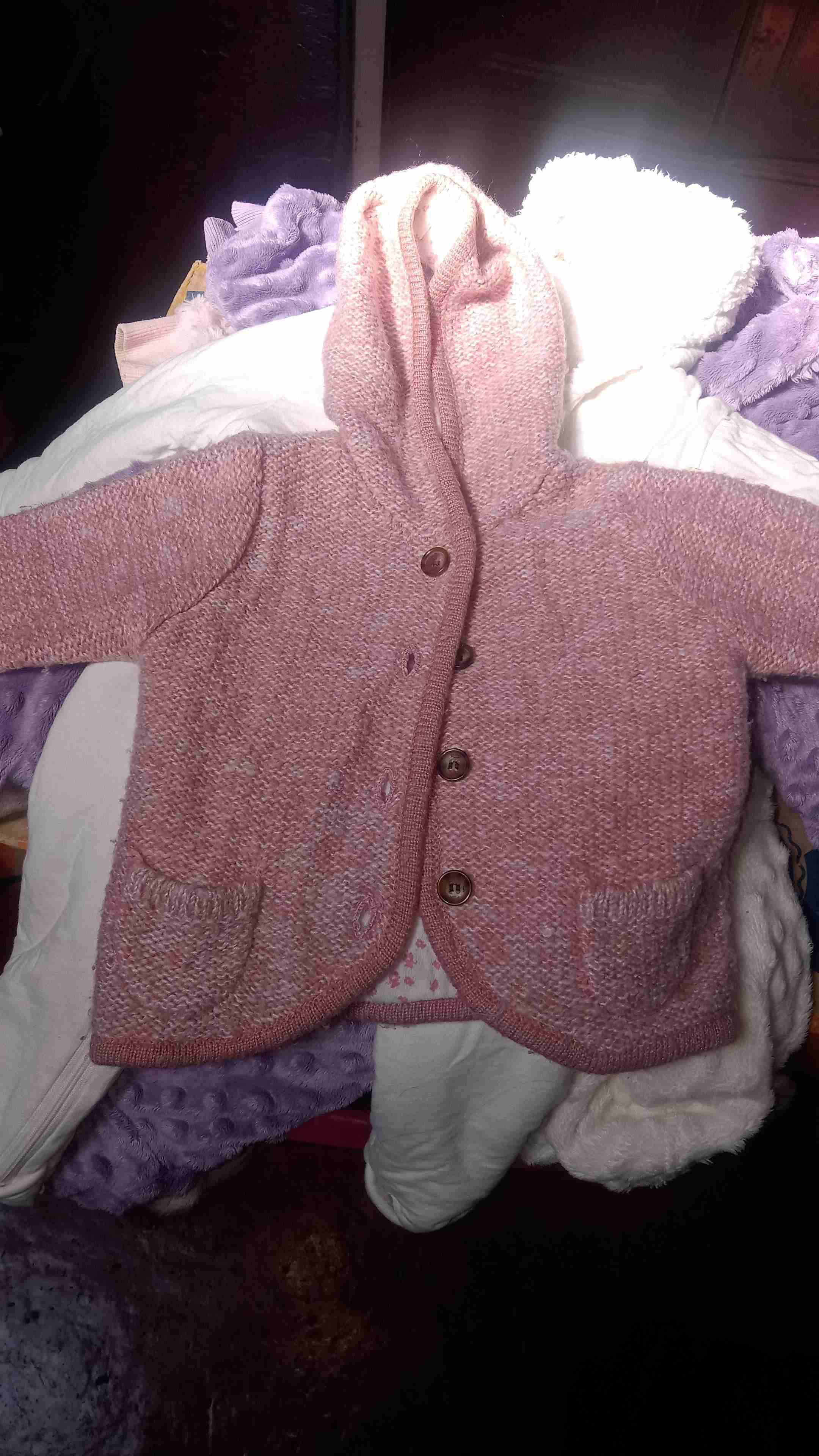 Enterito rosado bebé con oso - 5