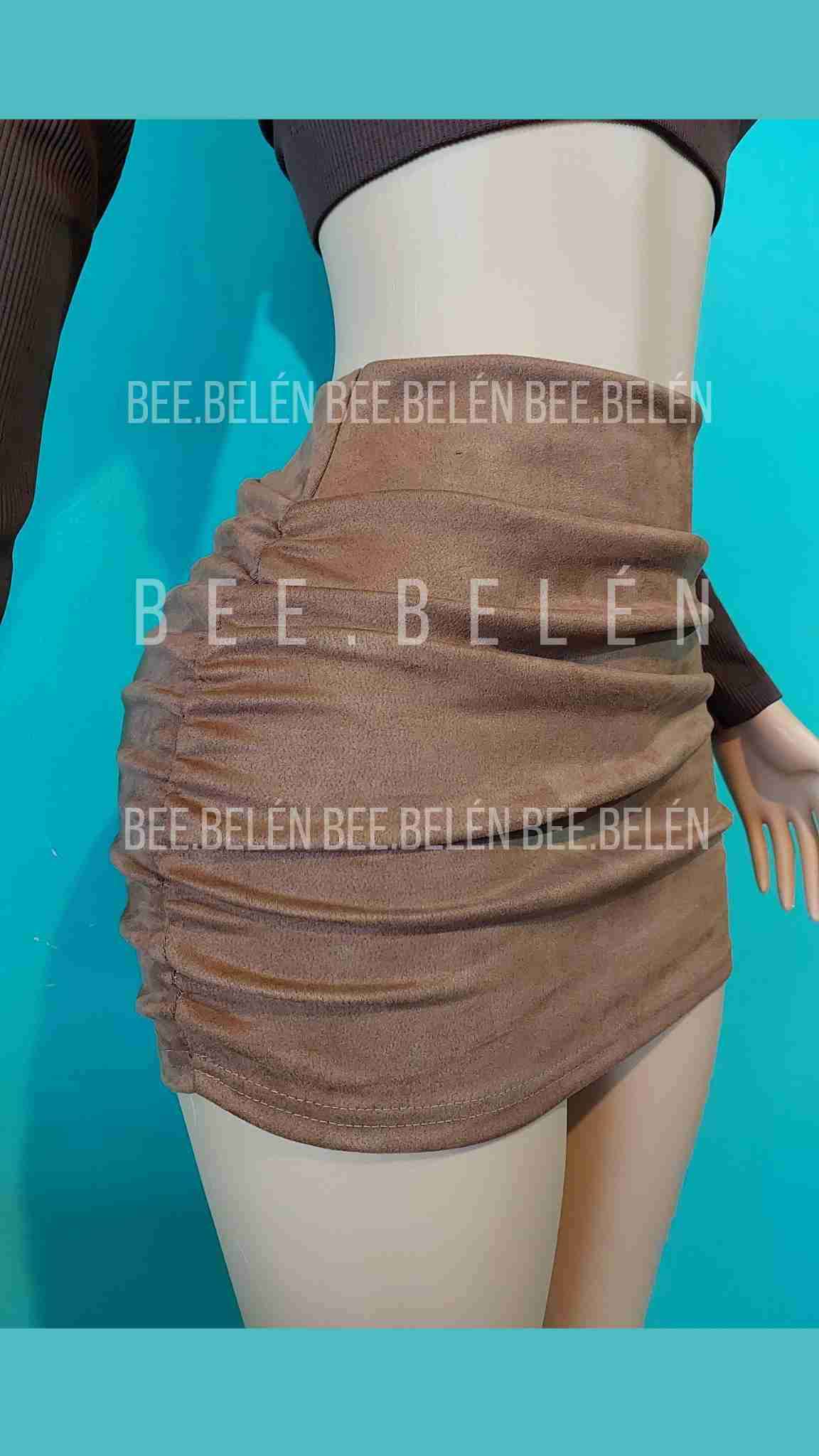 Minifalda camel ajustada - miniatura 2