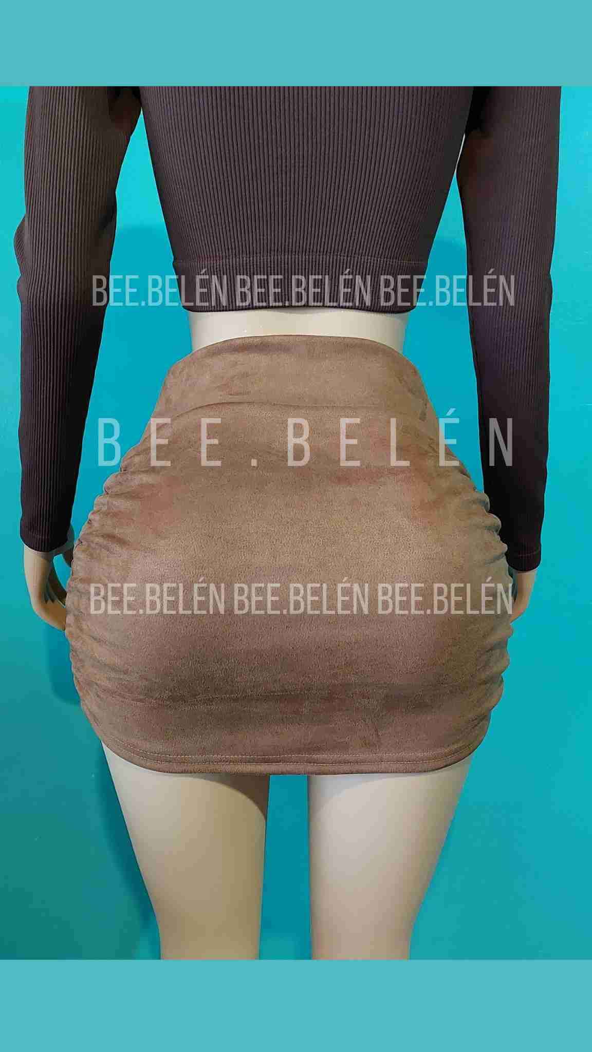 Minifalda camel ajustada - miniatura 3