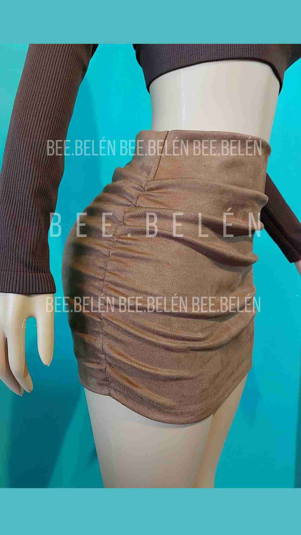 Minifalda camel ajustada - miniatura 4