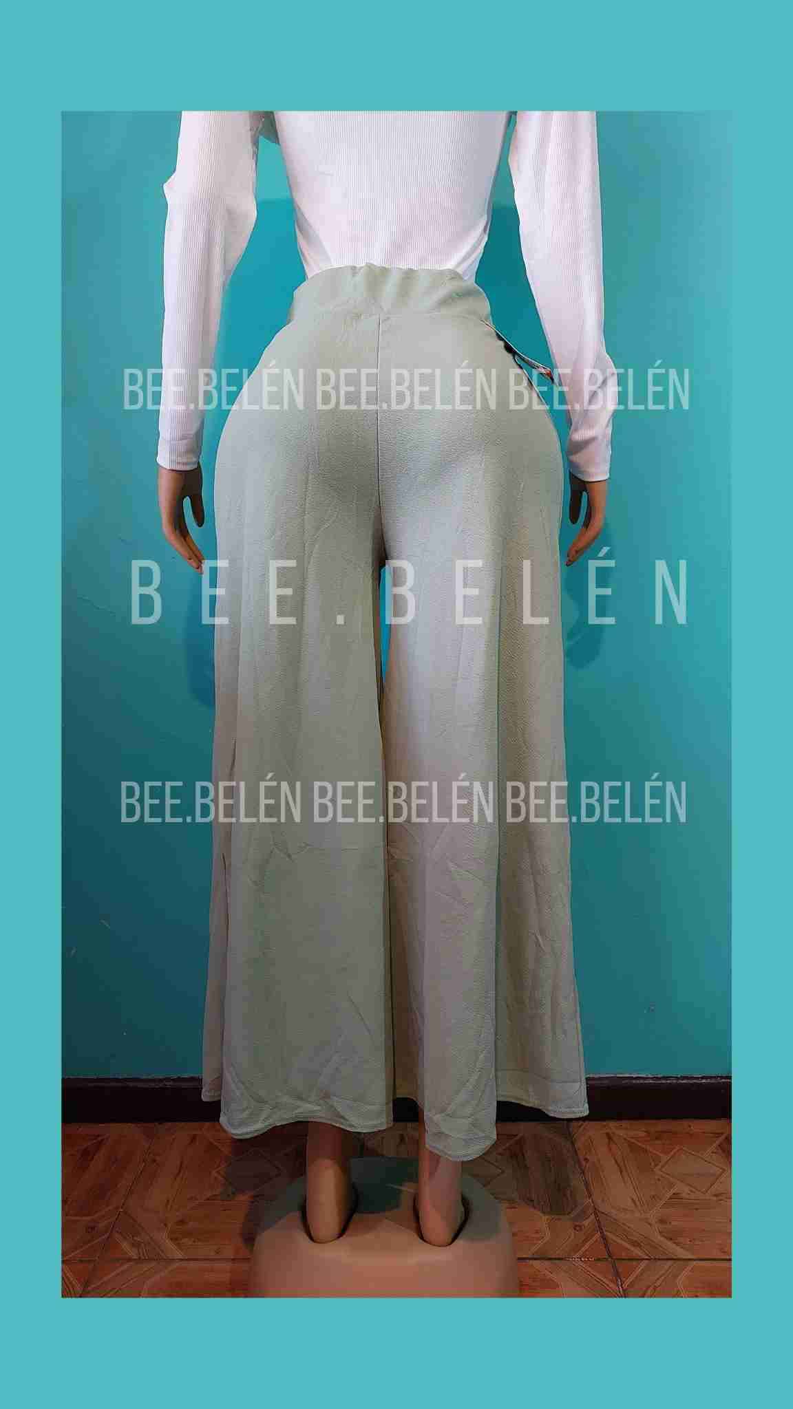 Pantalon palazzo con lazo verde - miniatura 5