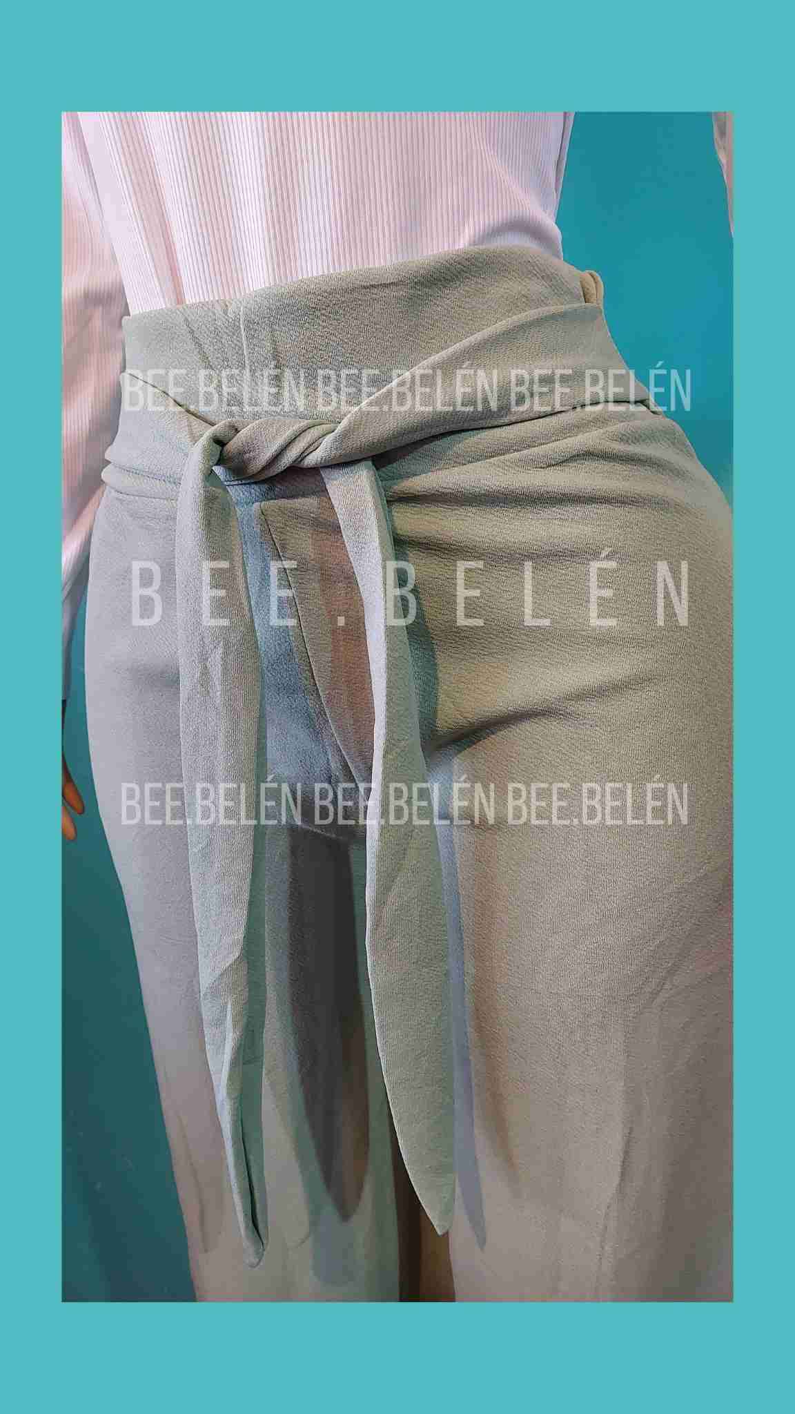 Pantalon palazzo con lazo verde - miniatura 6