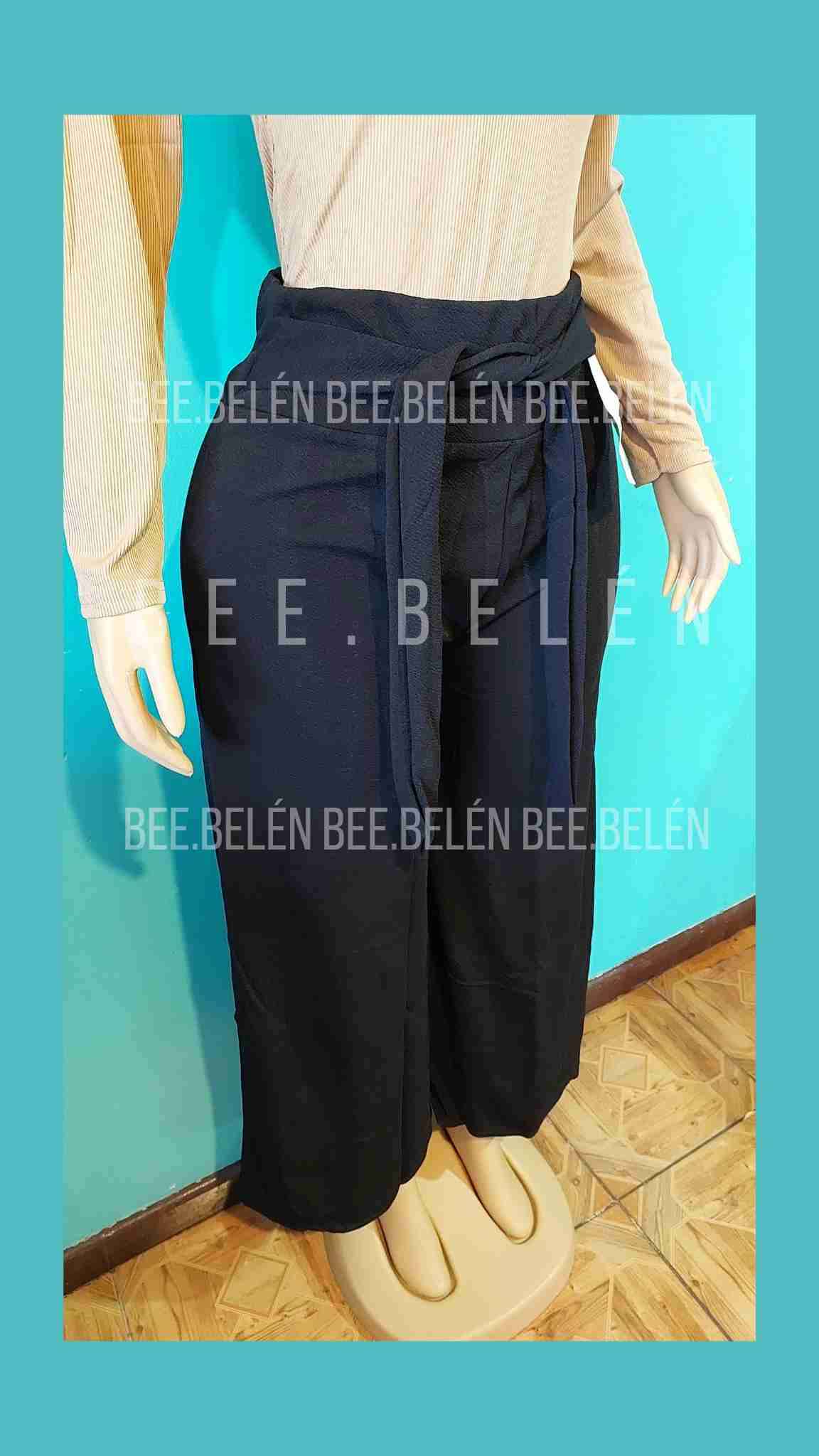 Pantalon palazzo negro con amarre - miniatura 4