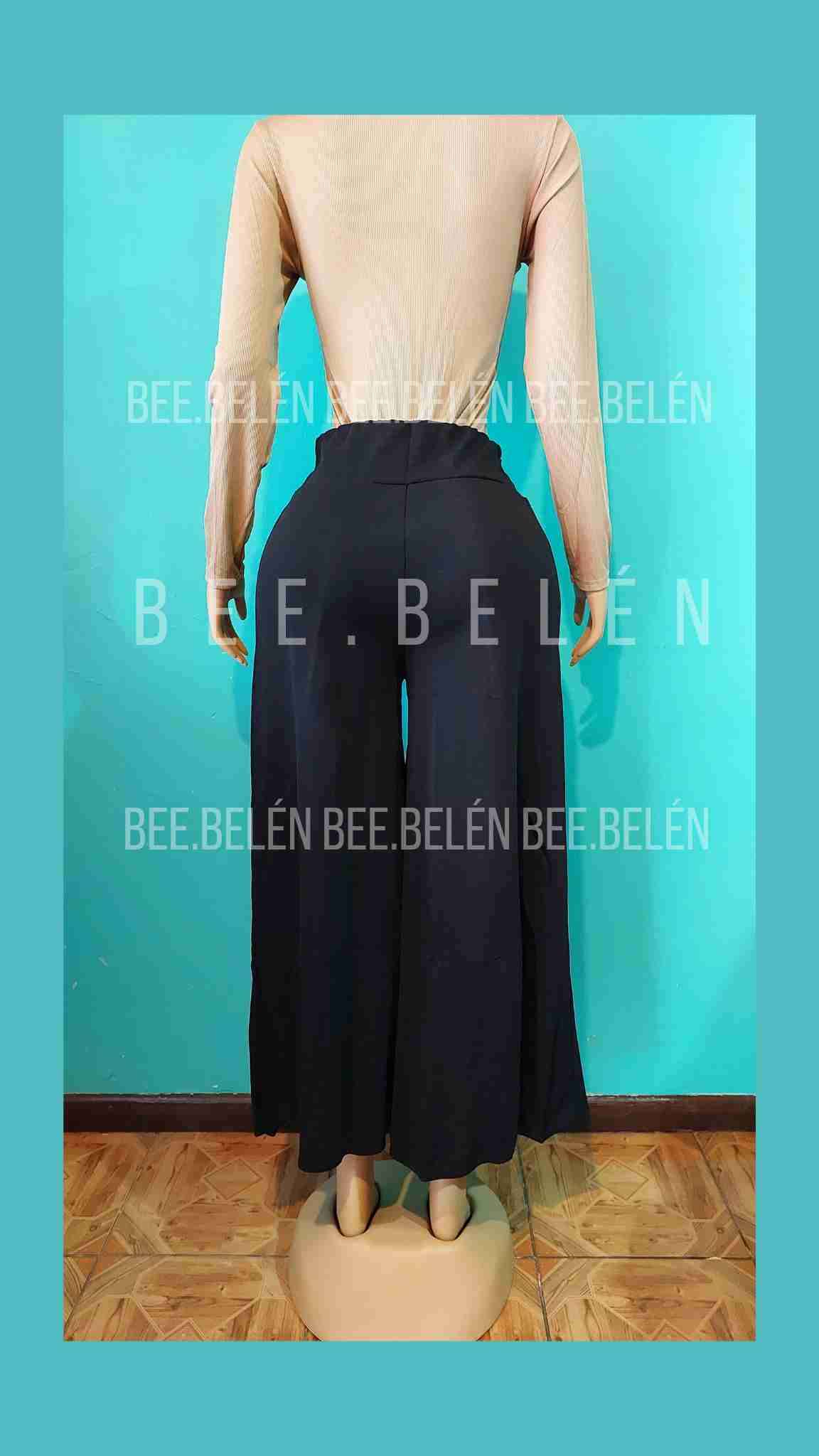 Pantalon palazzo negro con amarre - miniatura 6