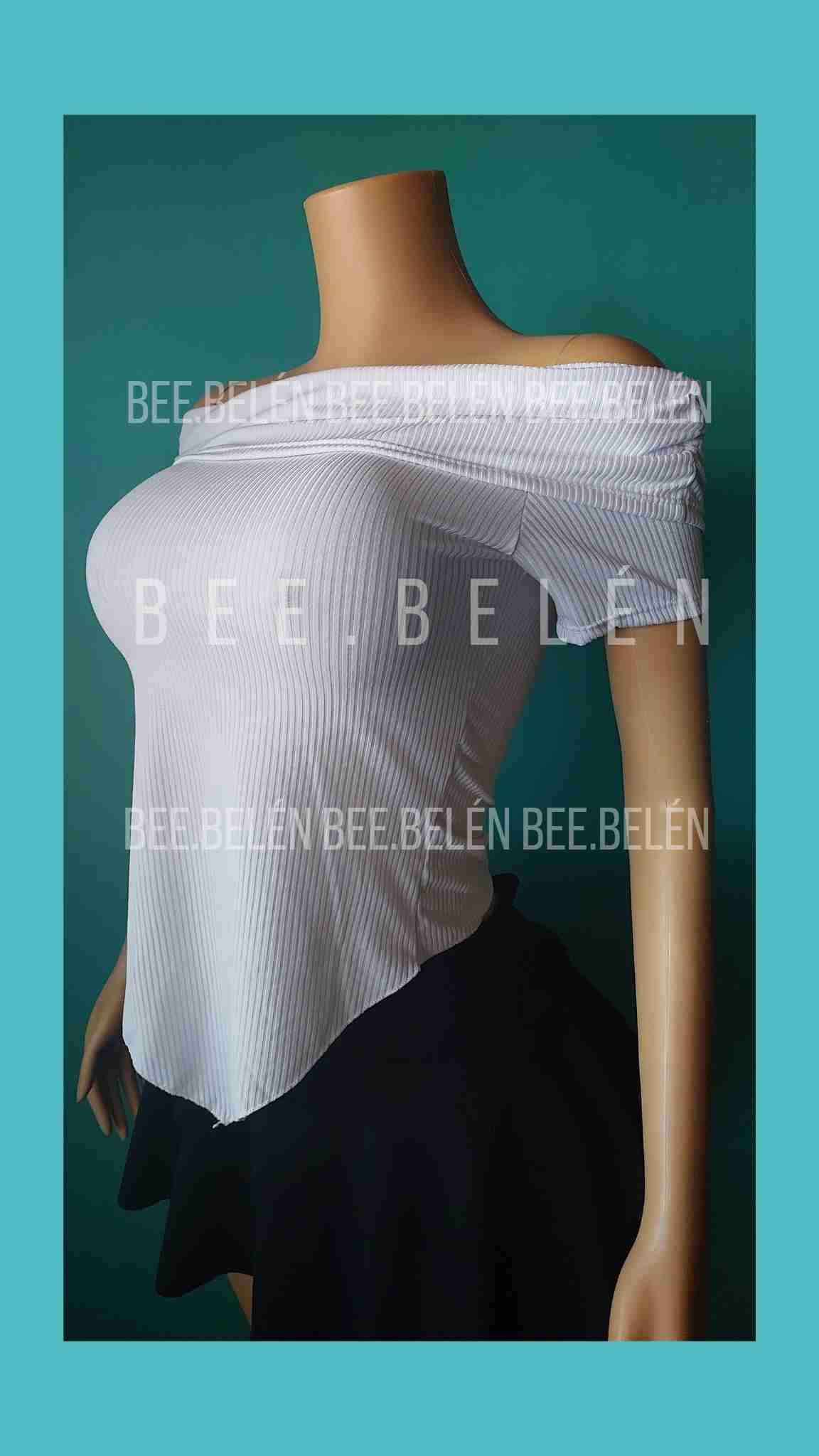 Polera asimetrica hombros descubiertos blanca - miniatura 3