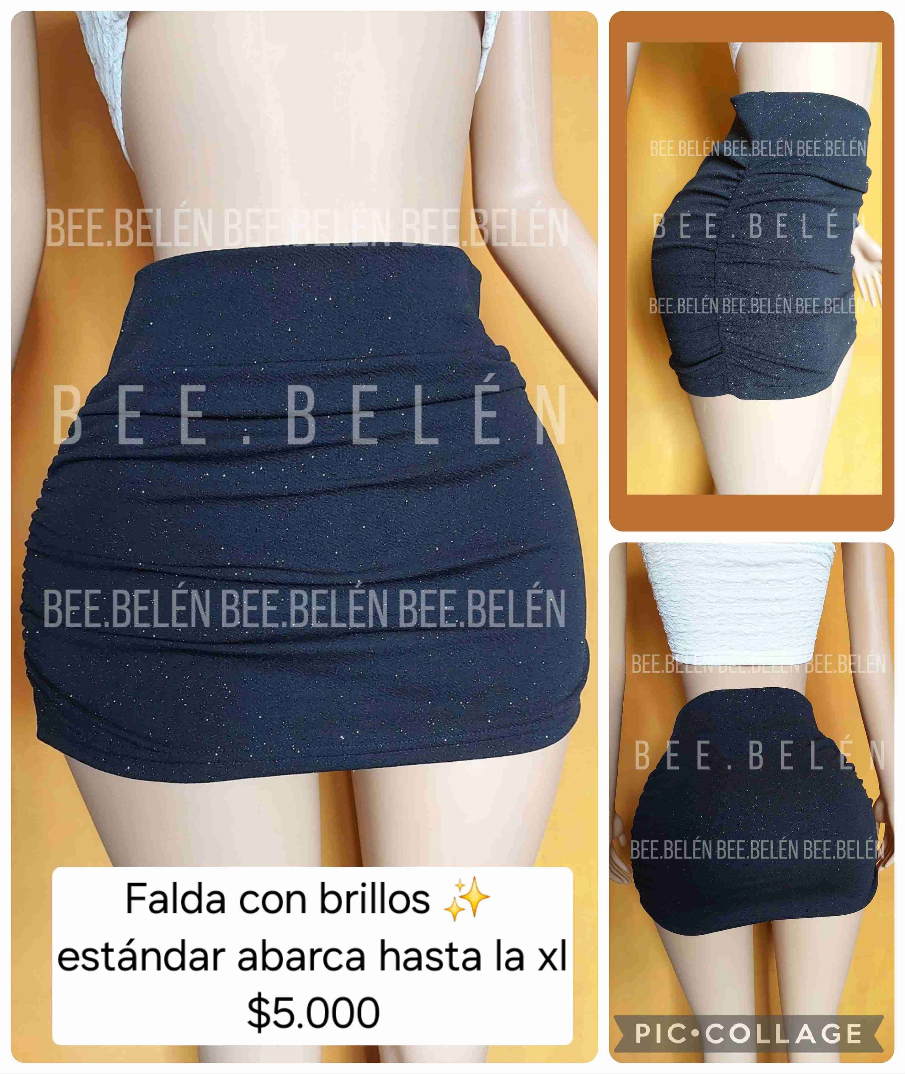 Mini falda negra con brillos - miniatura 6