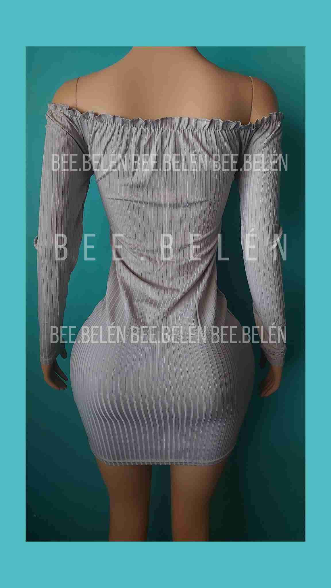 Vestido corto con botones fantasía beige - miniatura 4