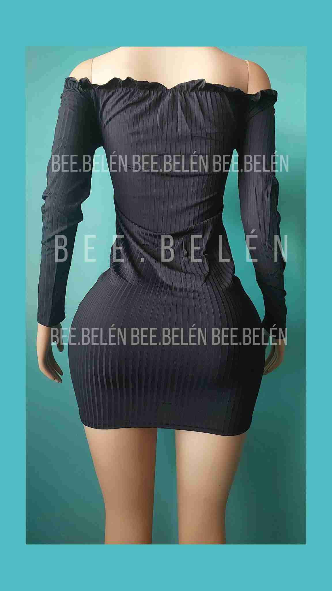 Vestido ajustado negro con botones fantasia - miniatura 5