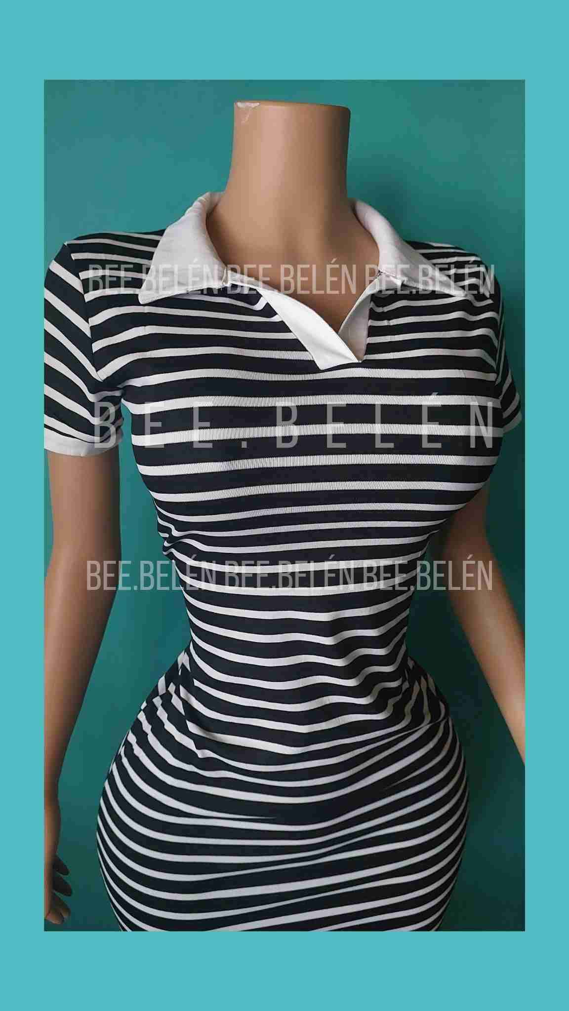 Vestido a rayas blanco y negro - miniatura 2