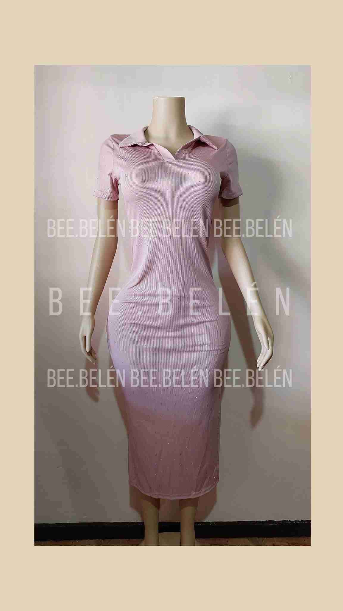 Vestido con brillos rosado - 1