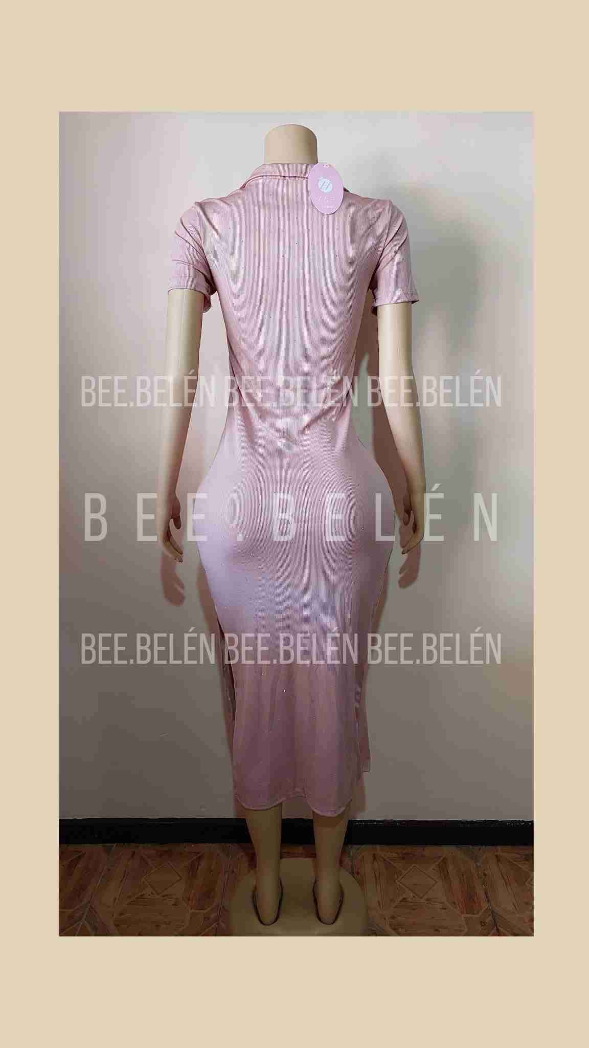 Vestido con brillos rosado - 3