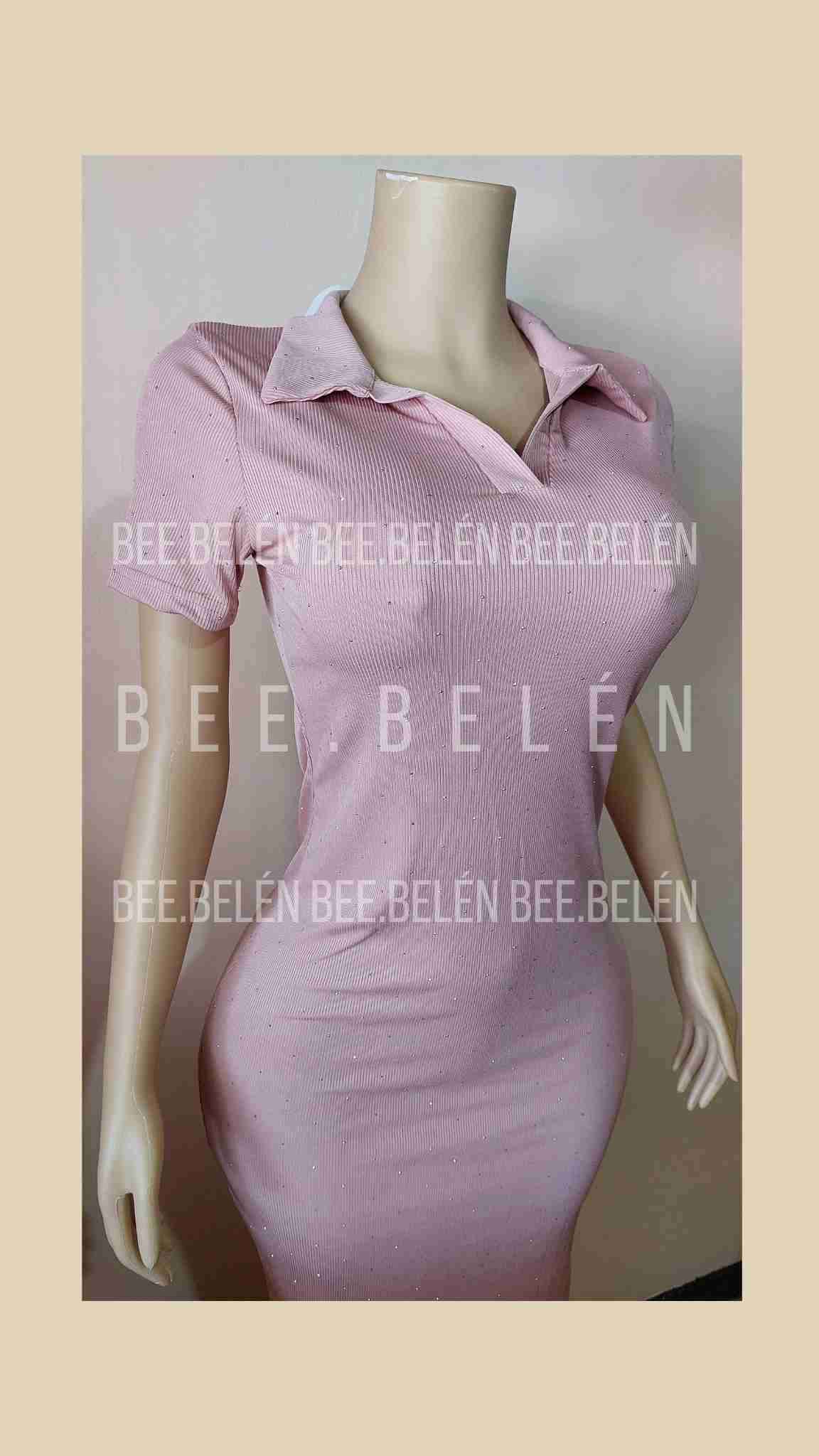 Vestido con brillos rosado - 4