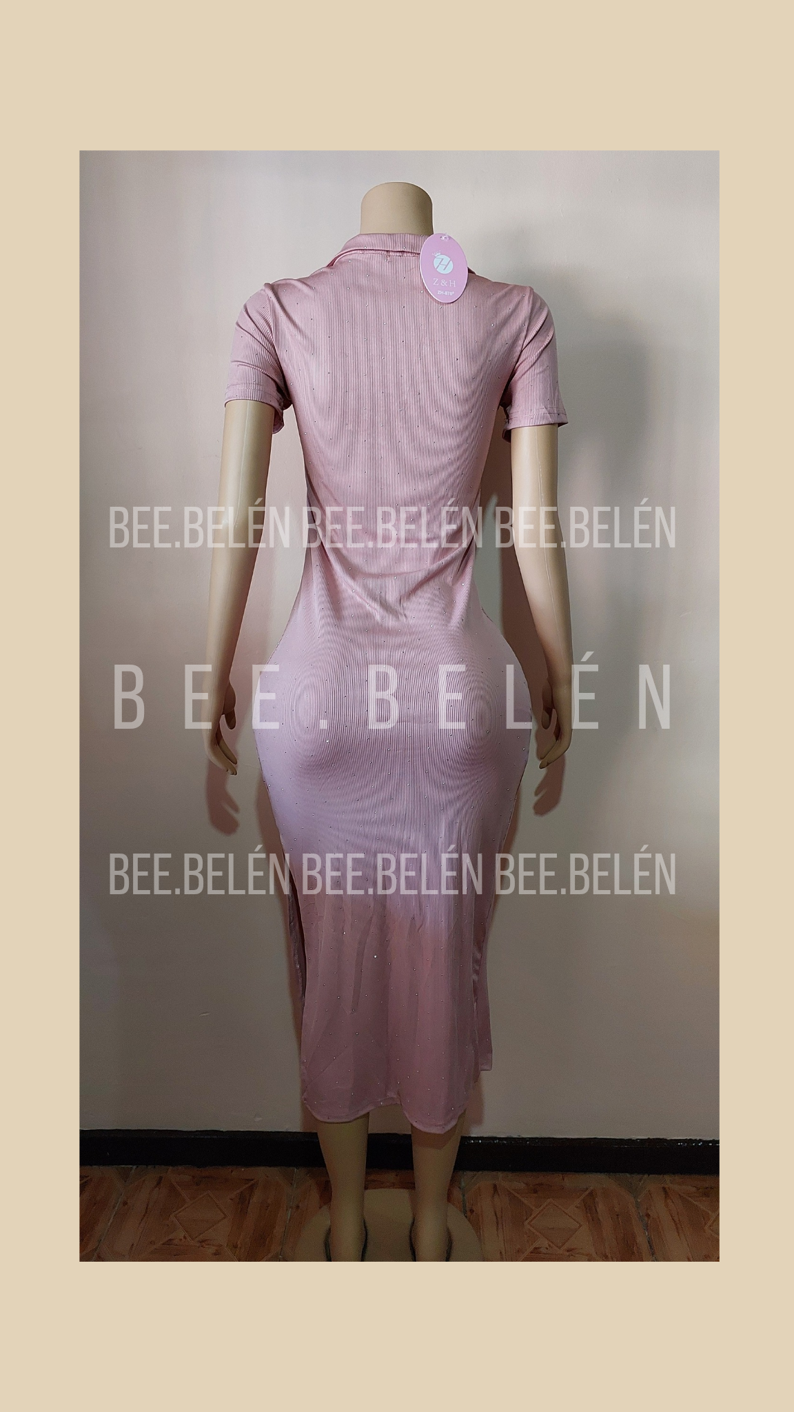 Vestido con brillos rosado - 5