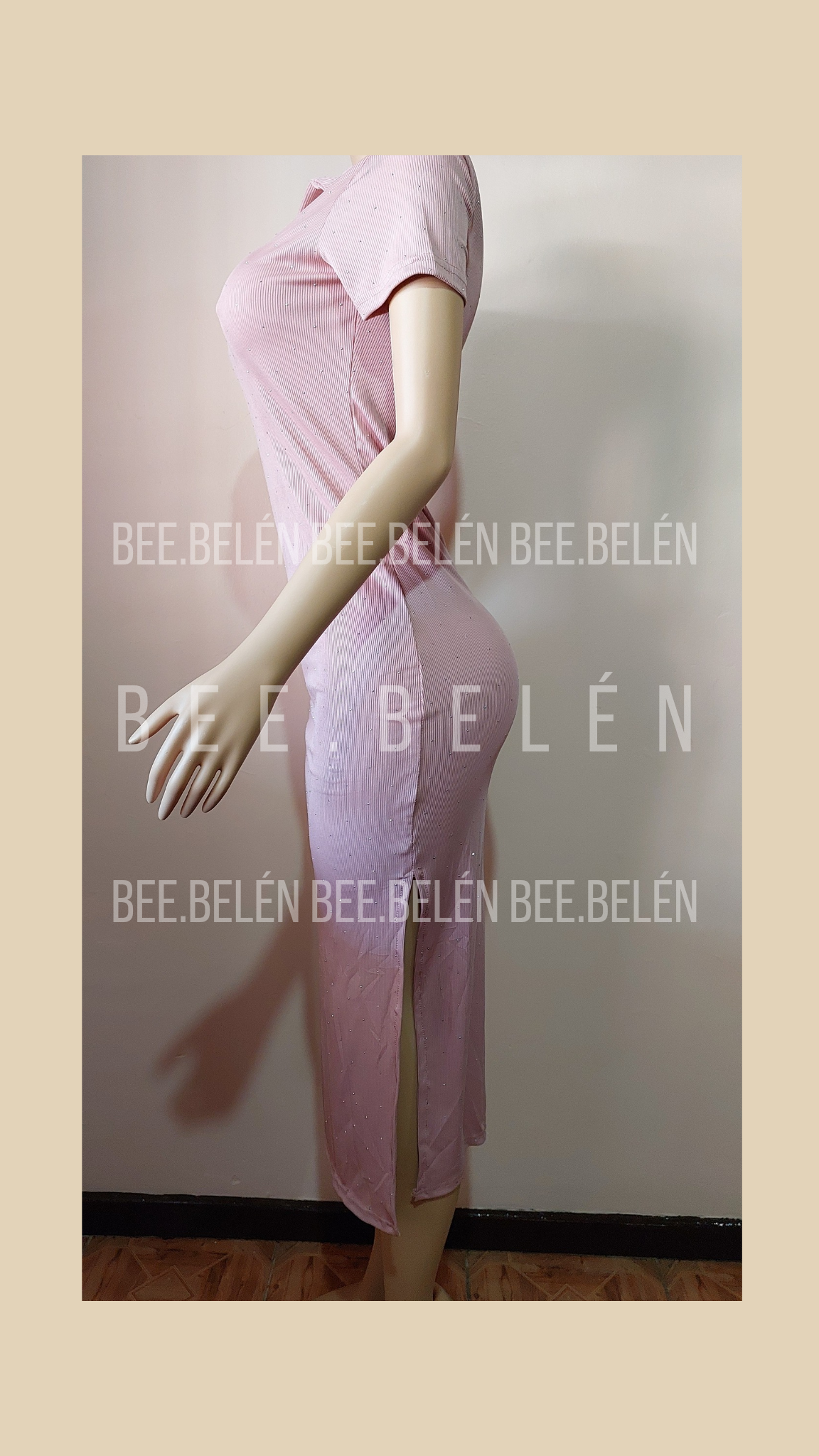 Vestido con brillos rosado - 6