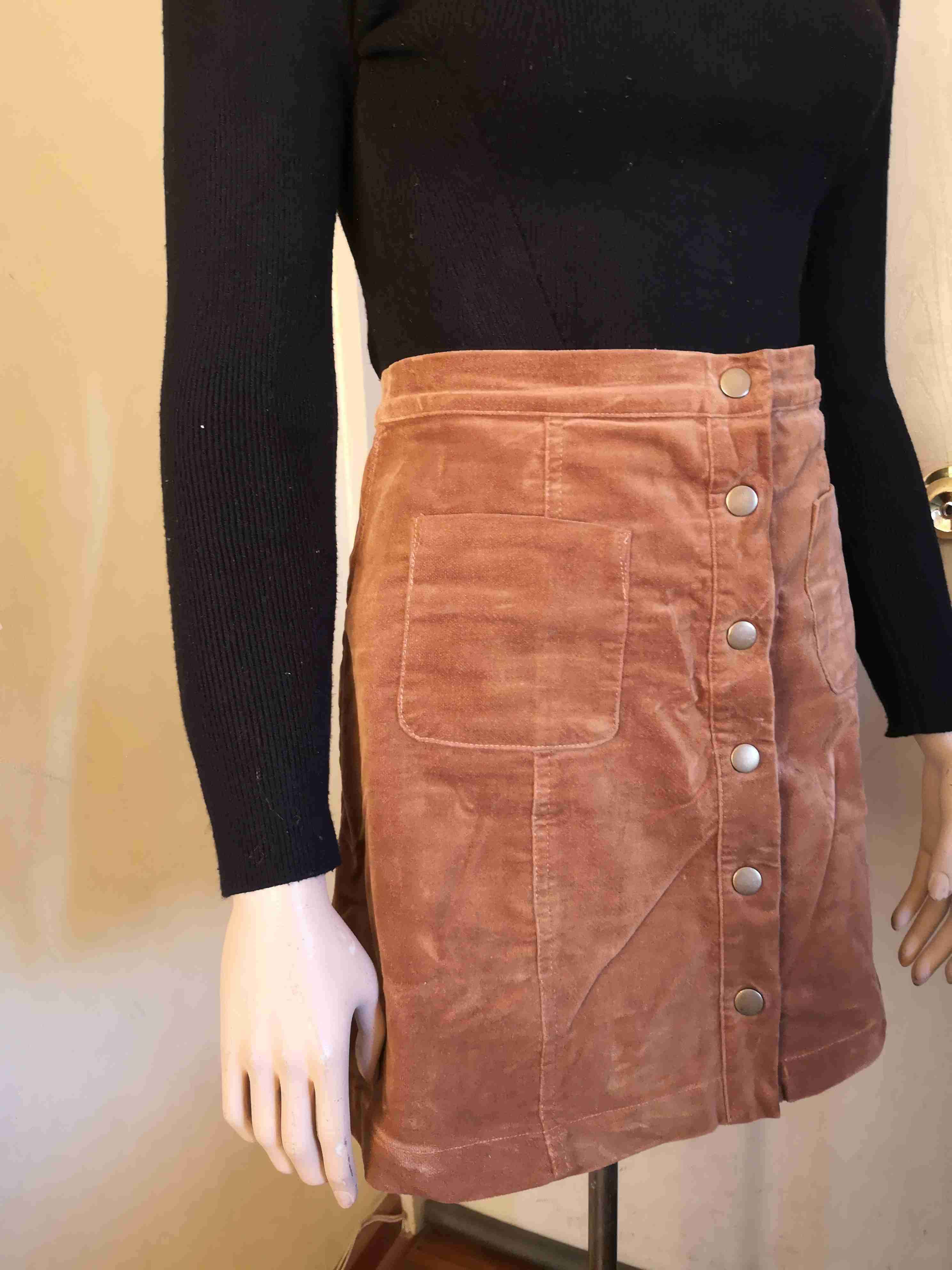 Falda abotonada color marrón - miniatura 2