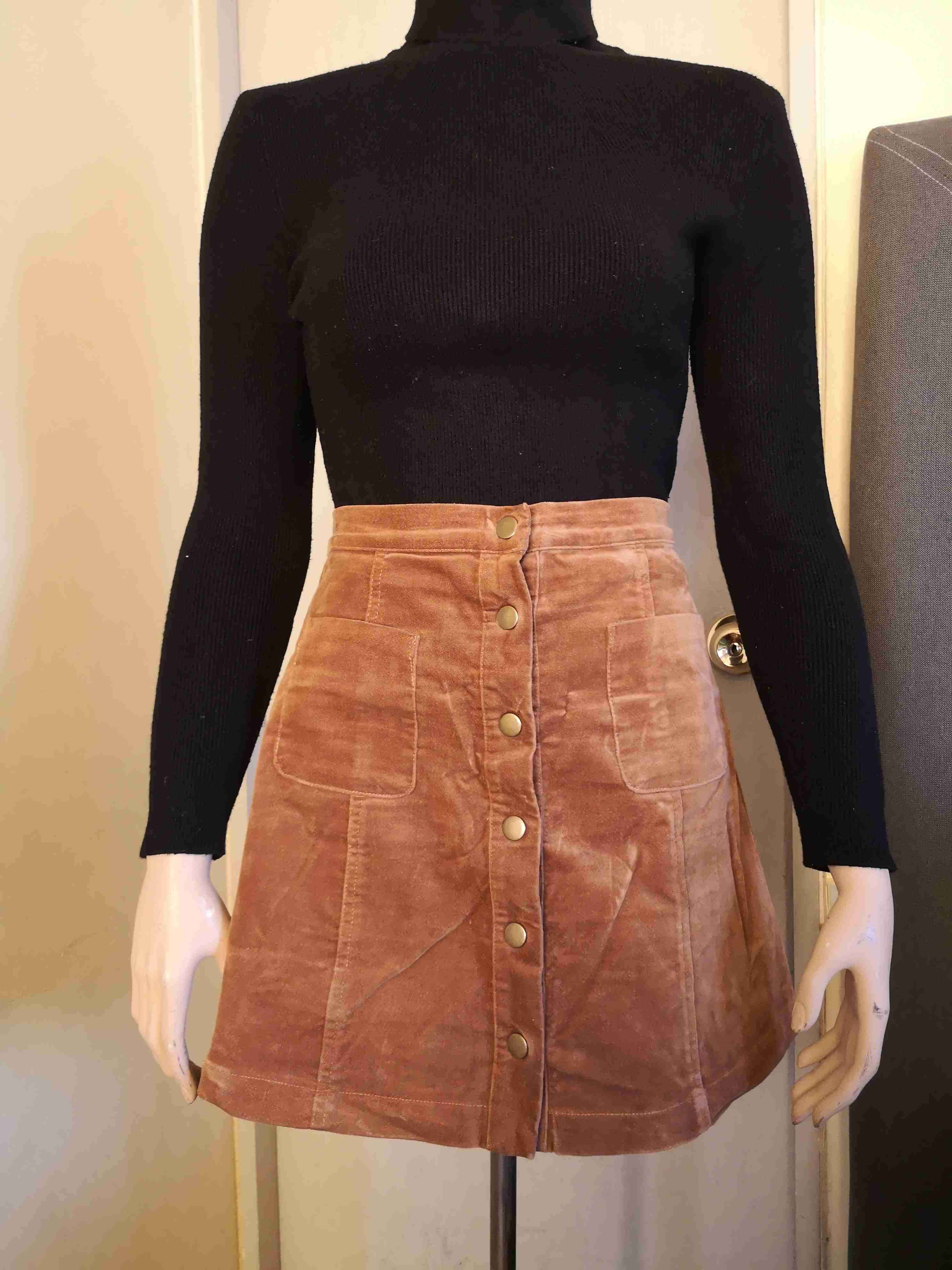 Falda abotonada color marrón - miniatura 3