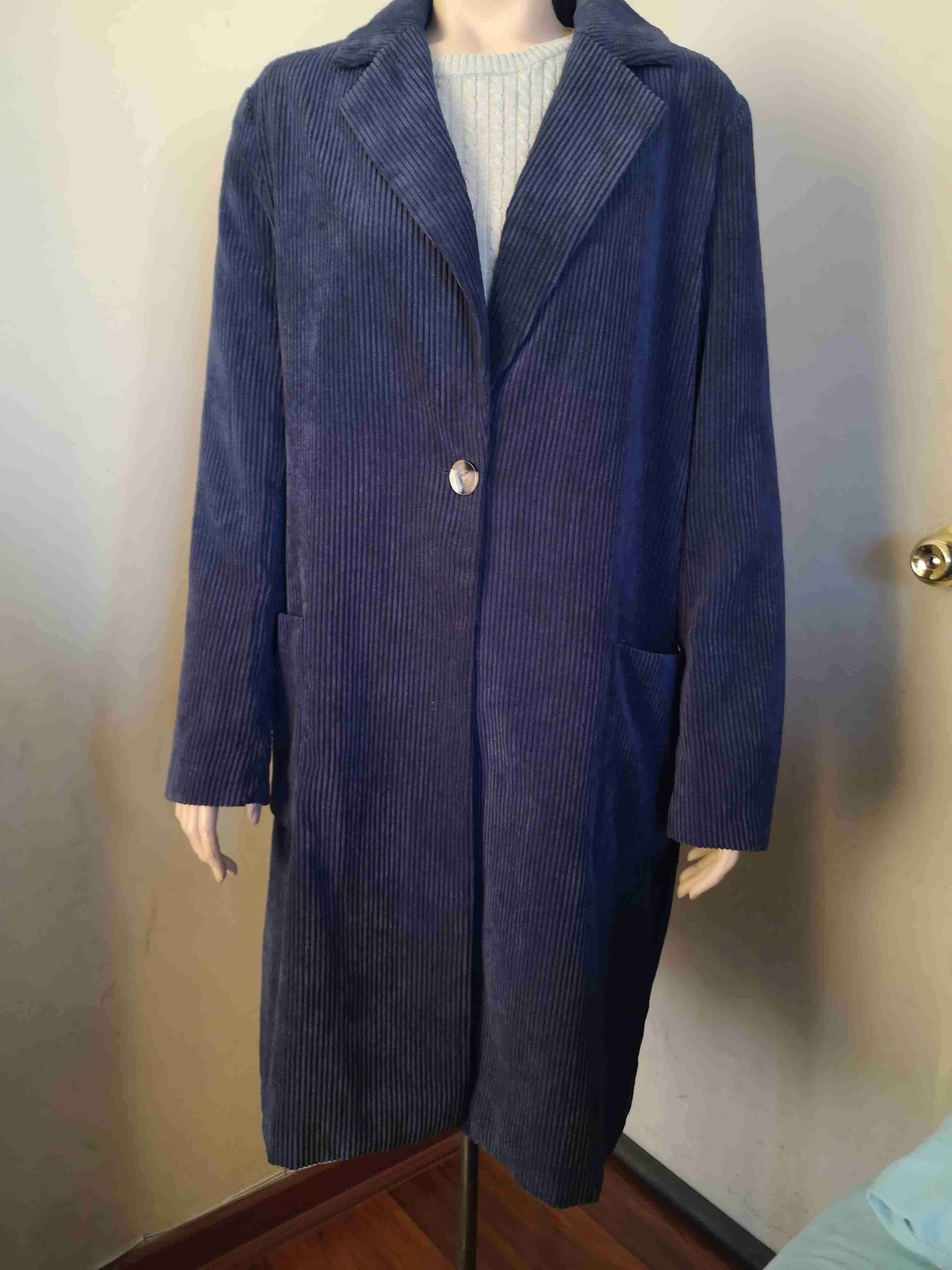 Abrigo cotele azul largo - miniatura 3