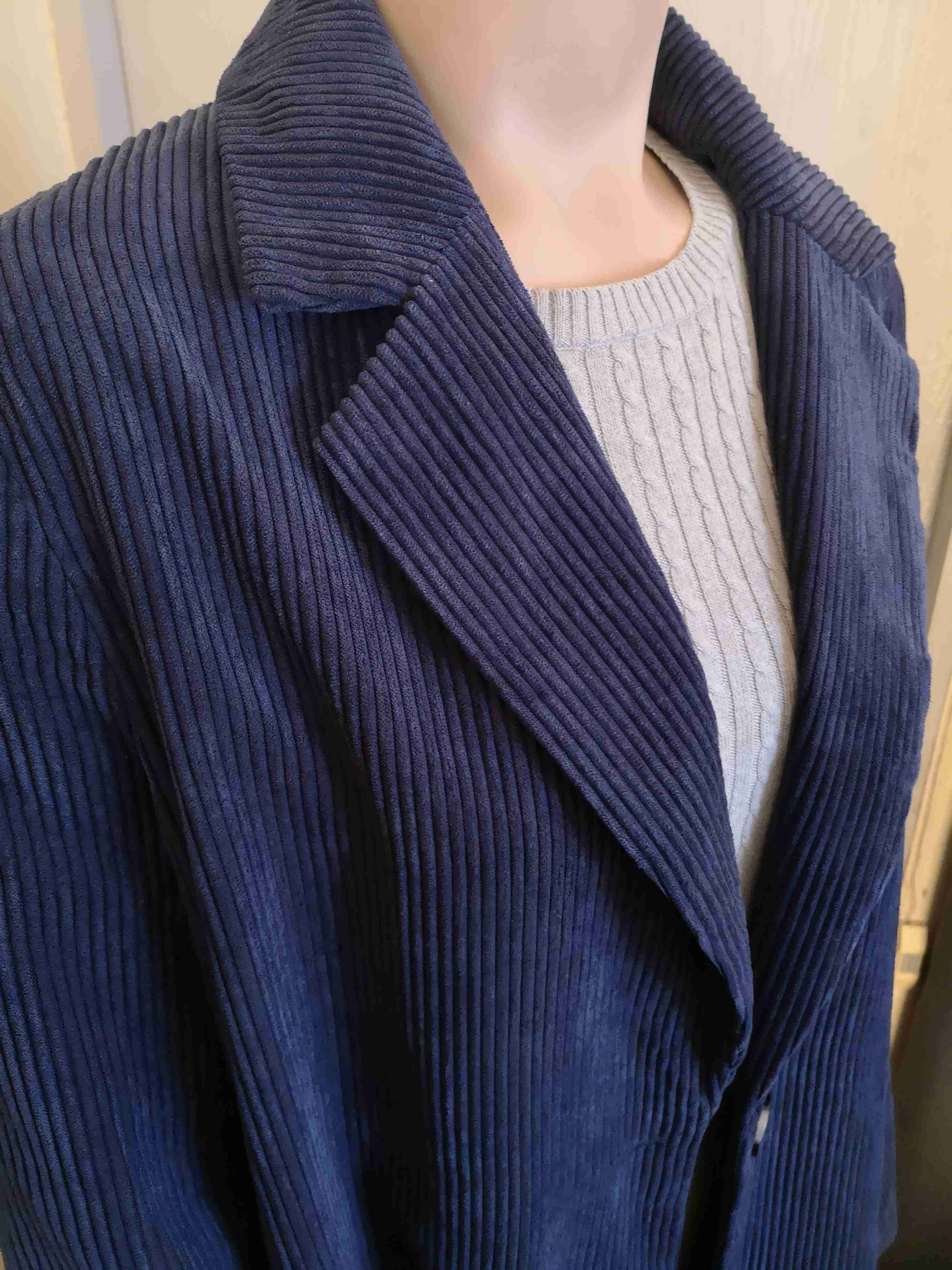 Abrigo cotele azul largo - miniatura 4