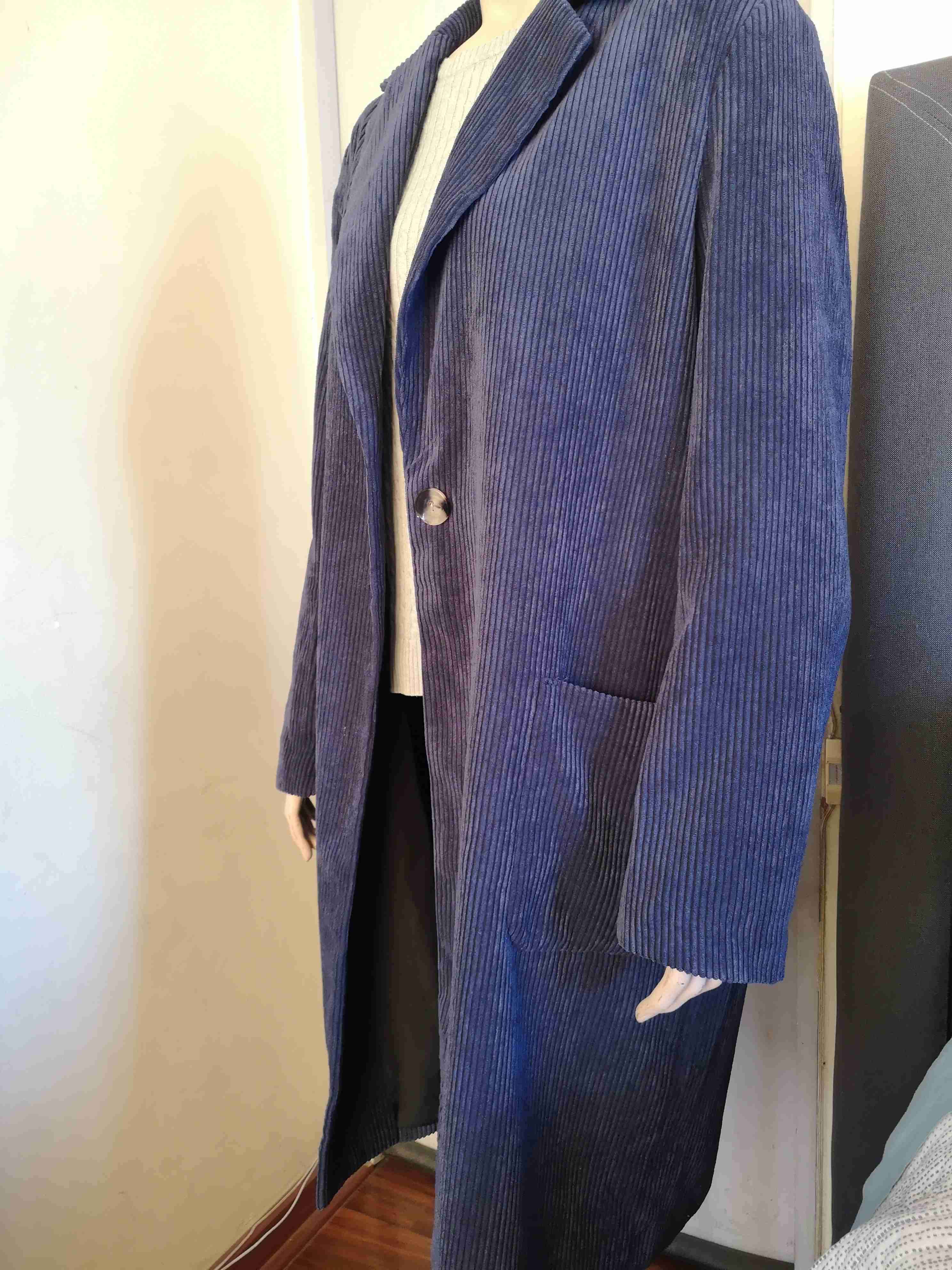 Abrigo cotele azul largo - miniatura 5