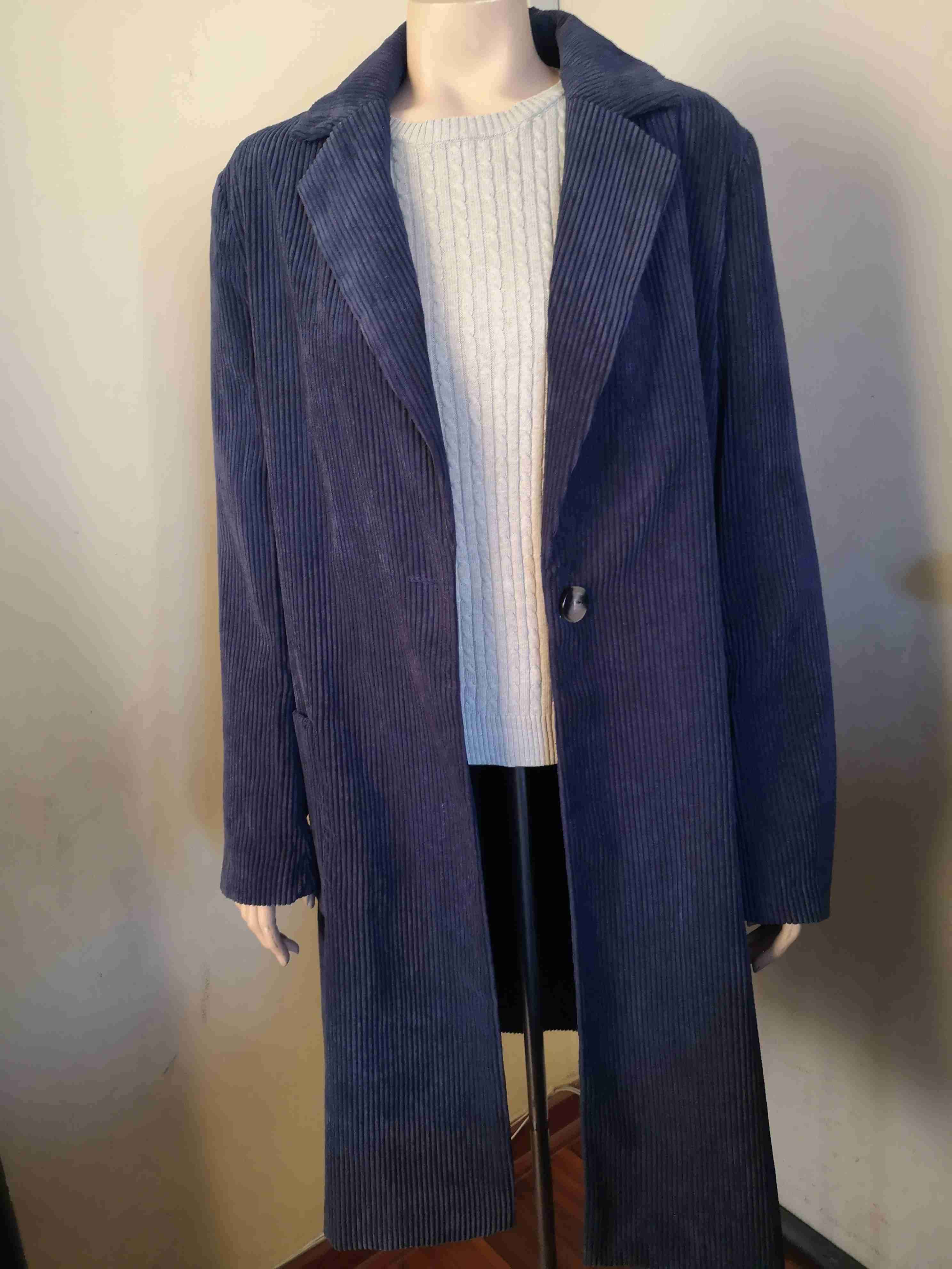 Abrigo cotele azul largo - miniatura 6