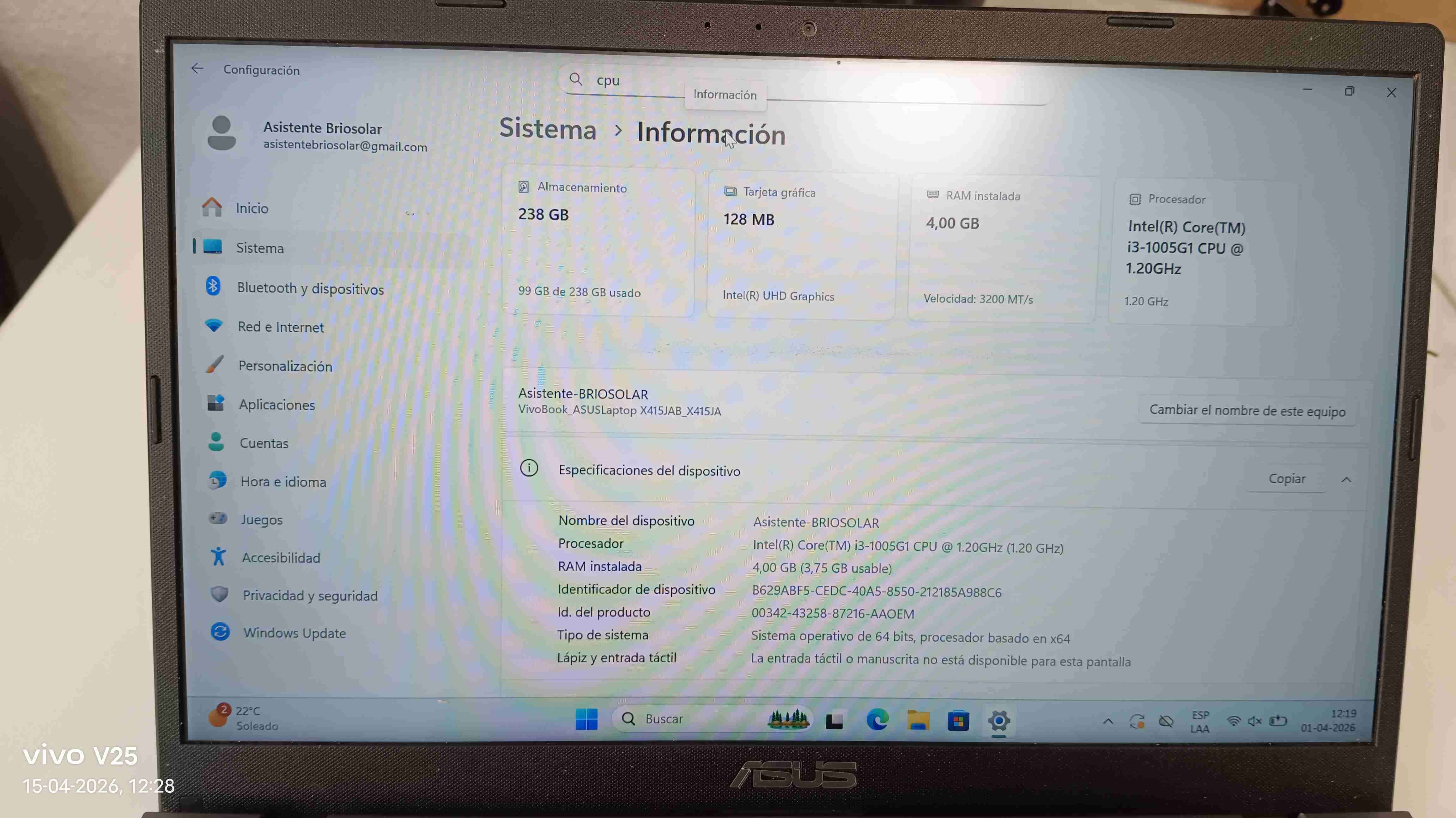 Notebook ASUS X415J - miniatura 6