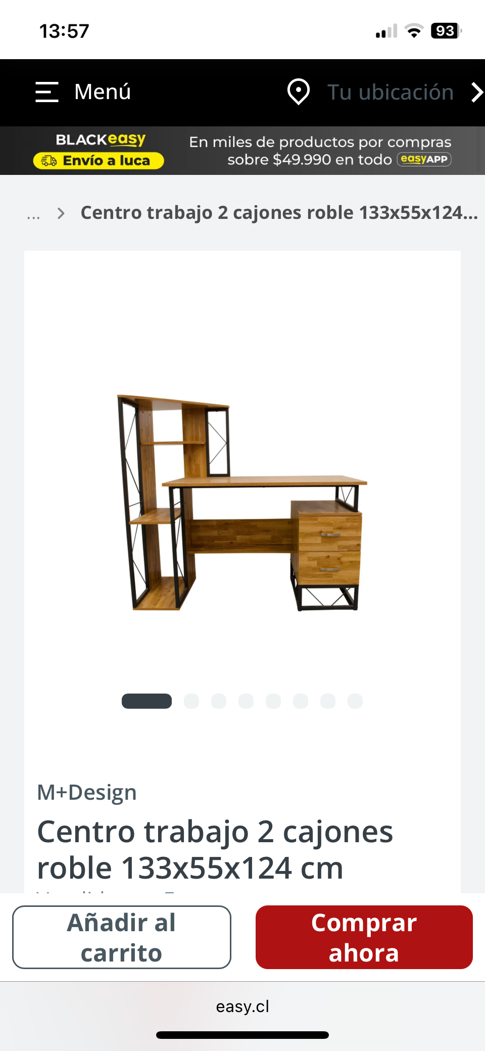 Escritorio de roble con estantería