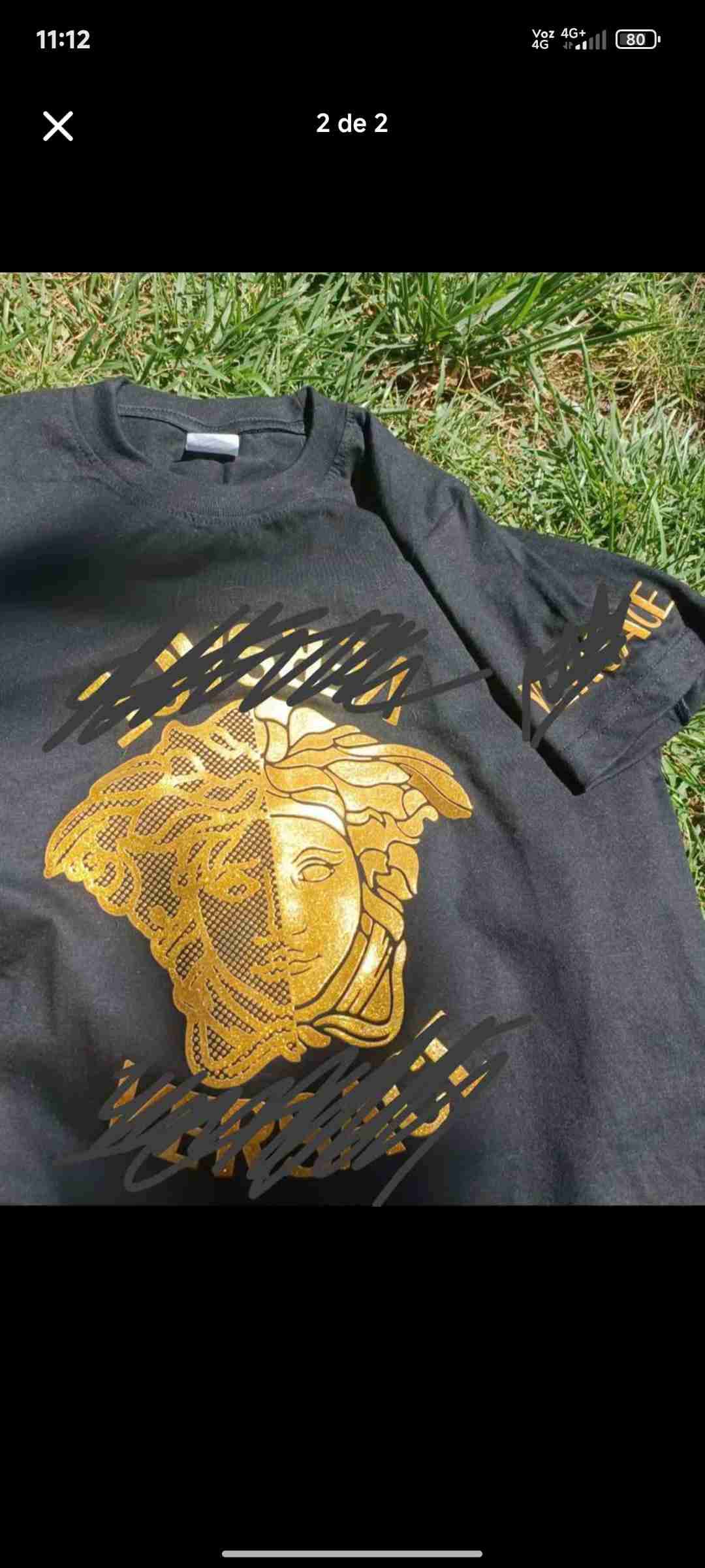 Polera negra Versace estampada G5 - 3