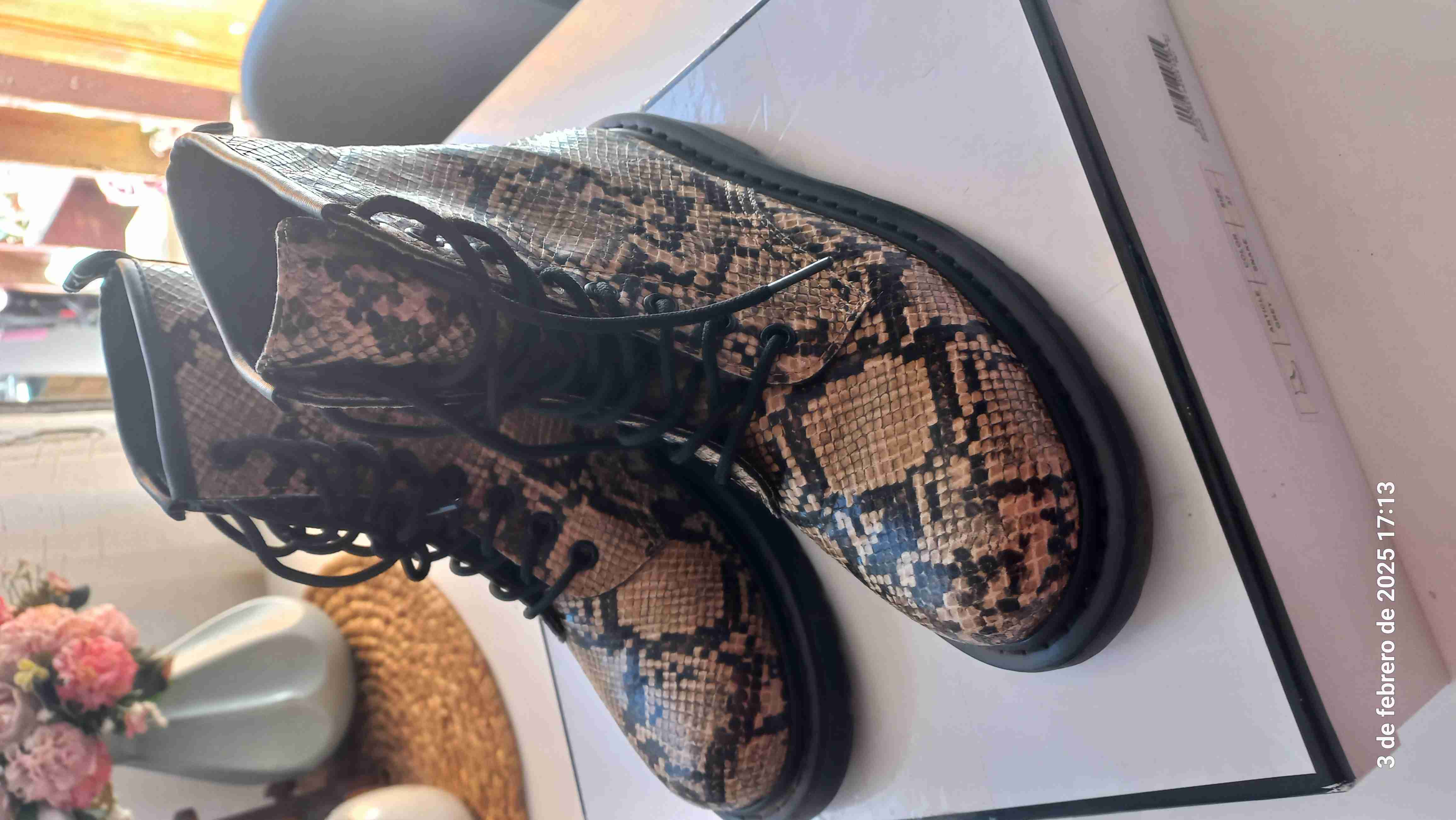 Botines de cuero estampado serpiente - 4