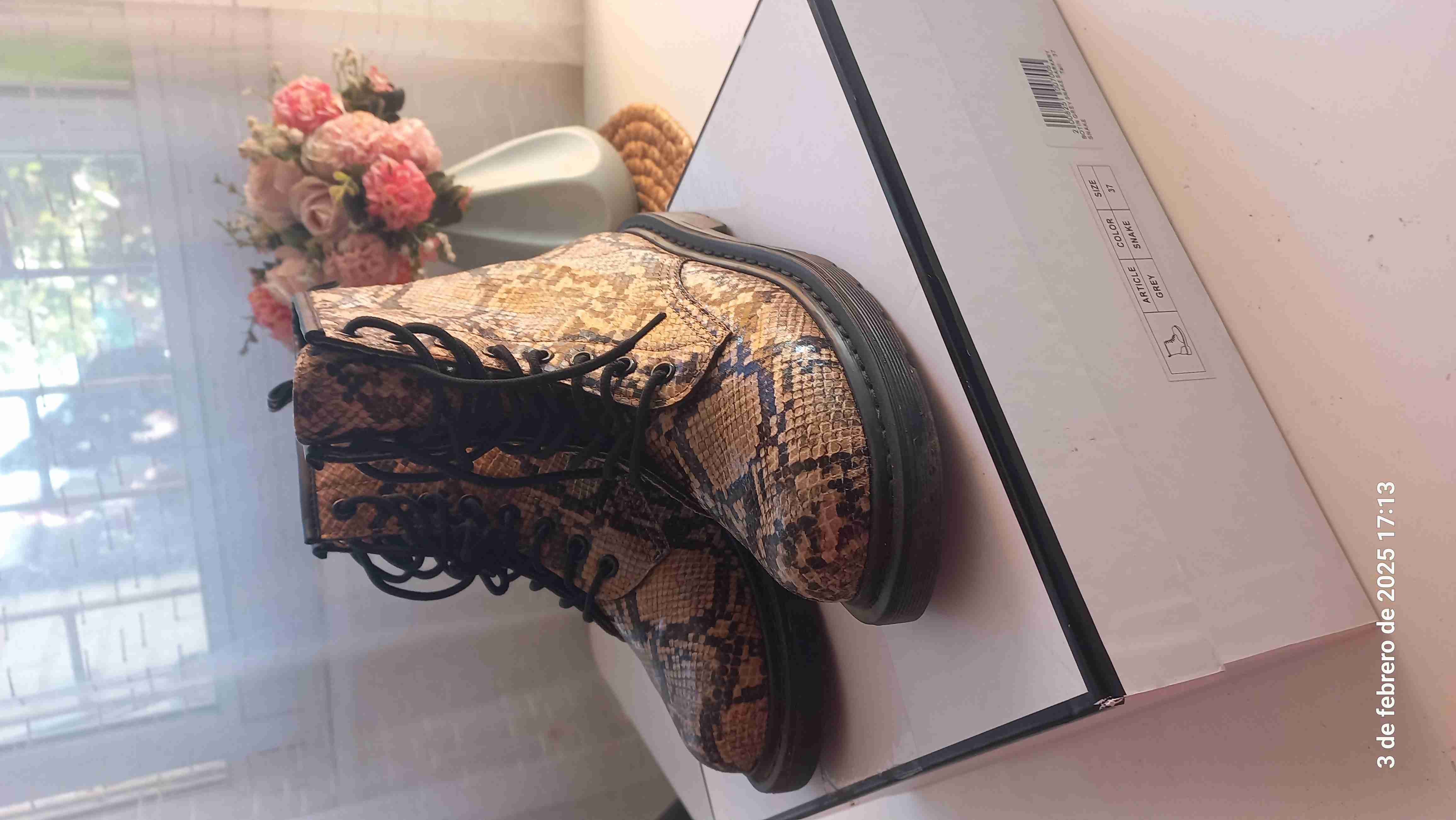 Botines de cuero estampado serpiente - 6