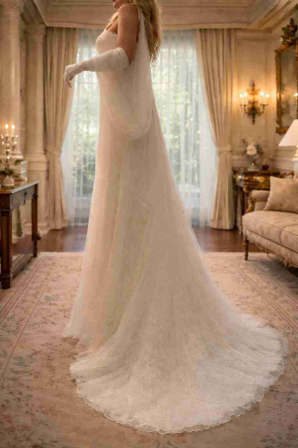 Vestido de novia blanco un hombro - miniatura 3