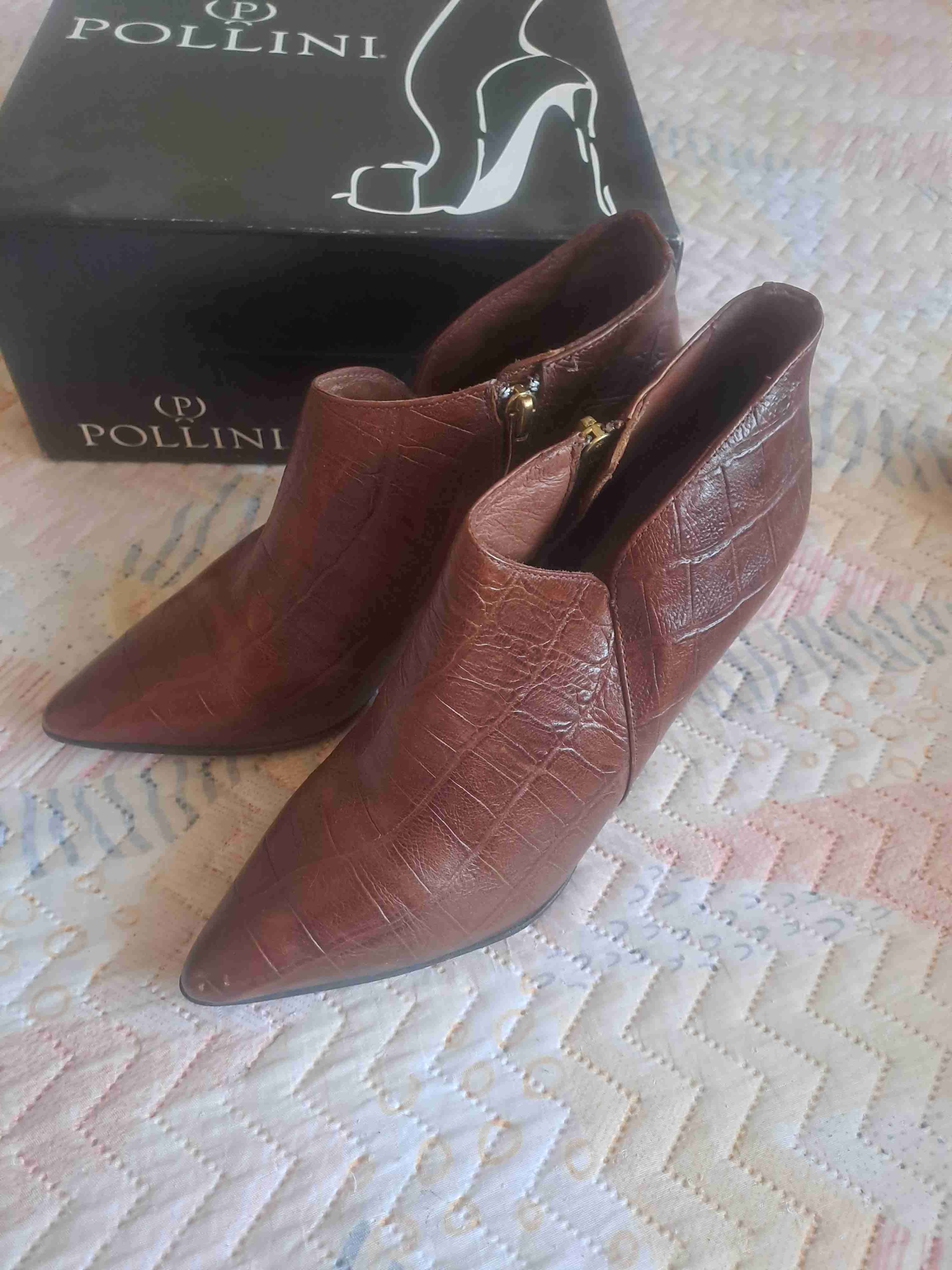 Botines de cuero Pollini color Tabaco - miniatura 3