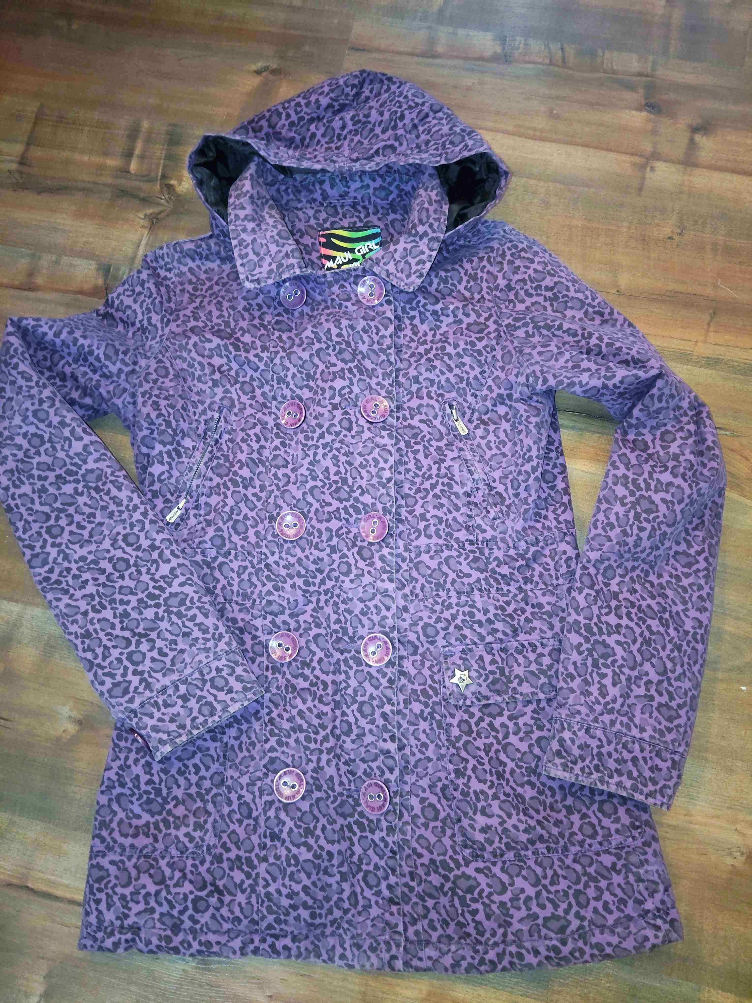 Abrigo morado con estampado animal, talla L. - miniatura 3