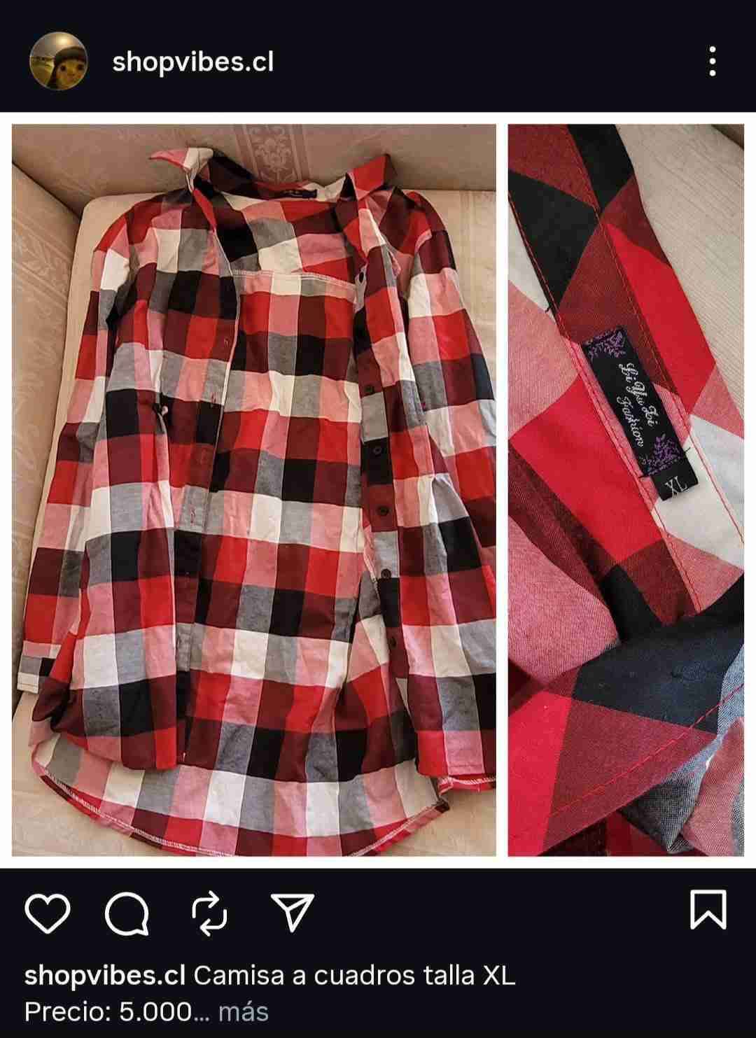 Camisa a cuadros roja XL