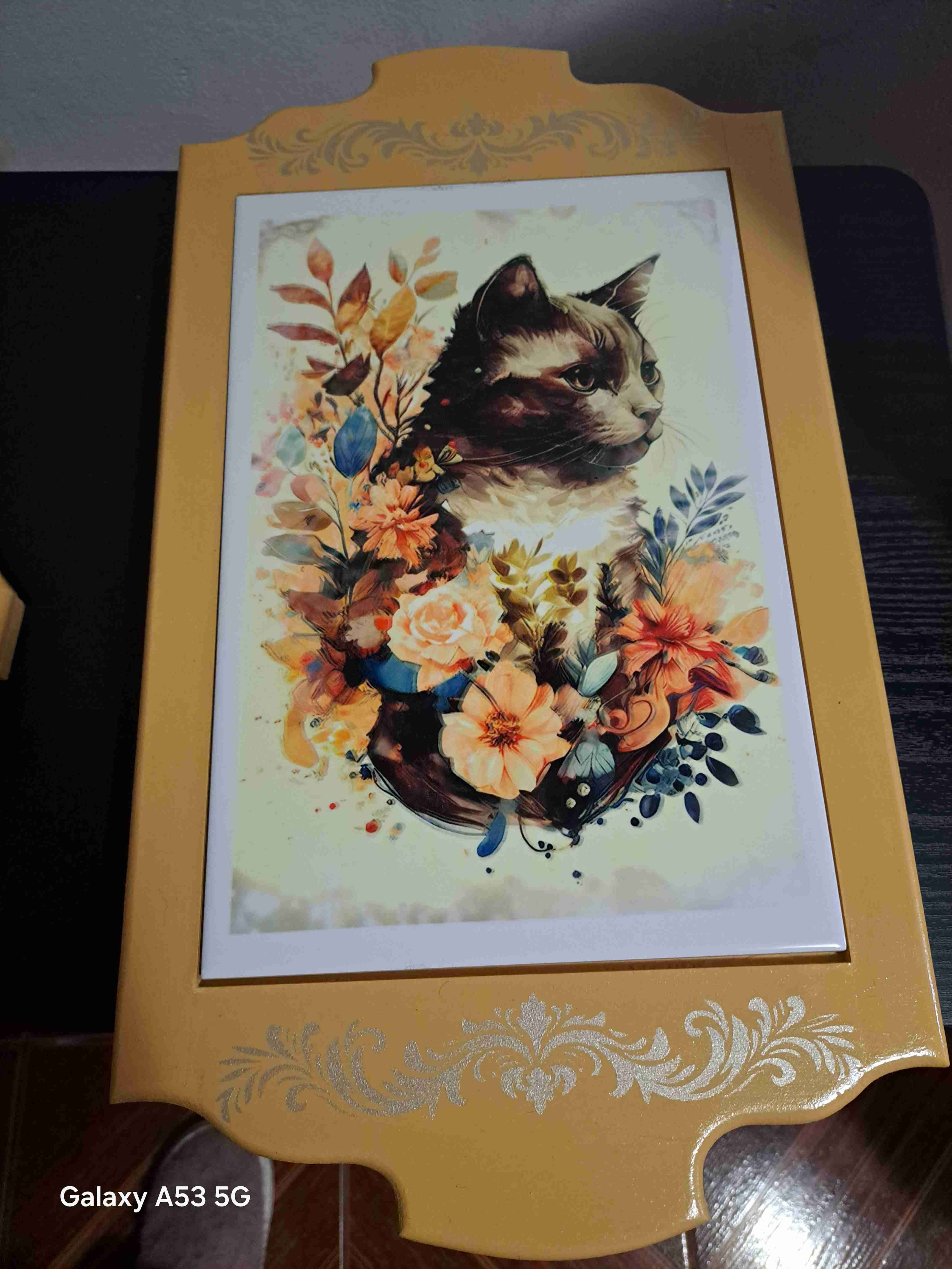 Cuadro floral decorativo en madera - miniatura 2