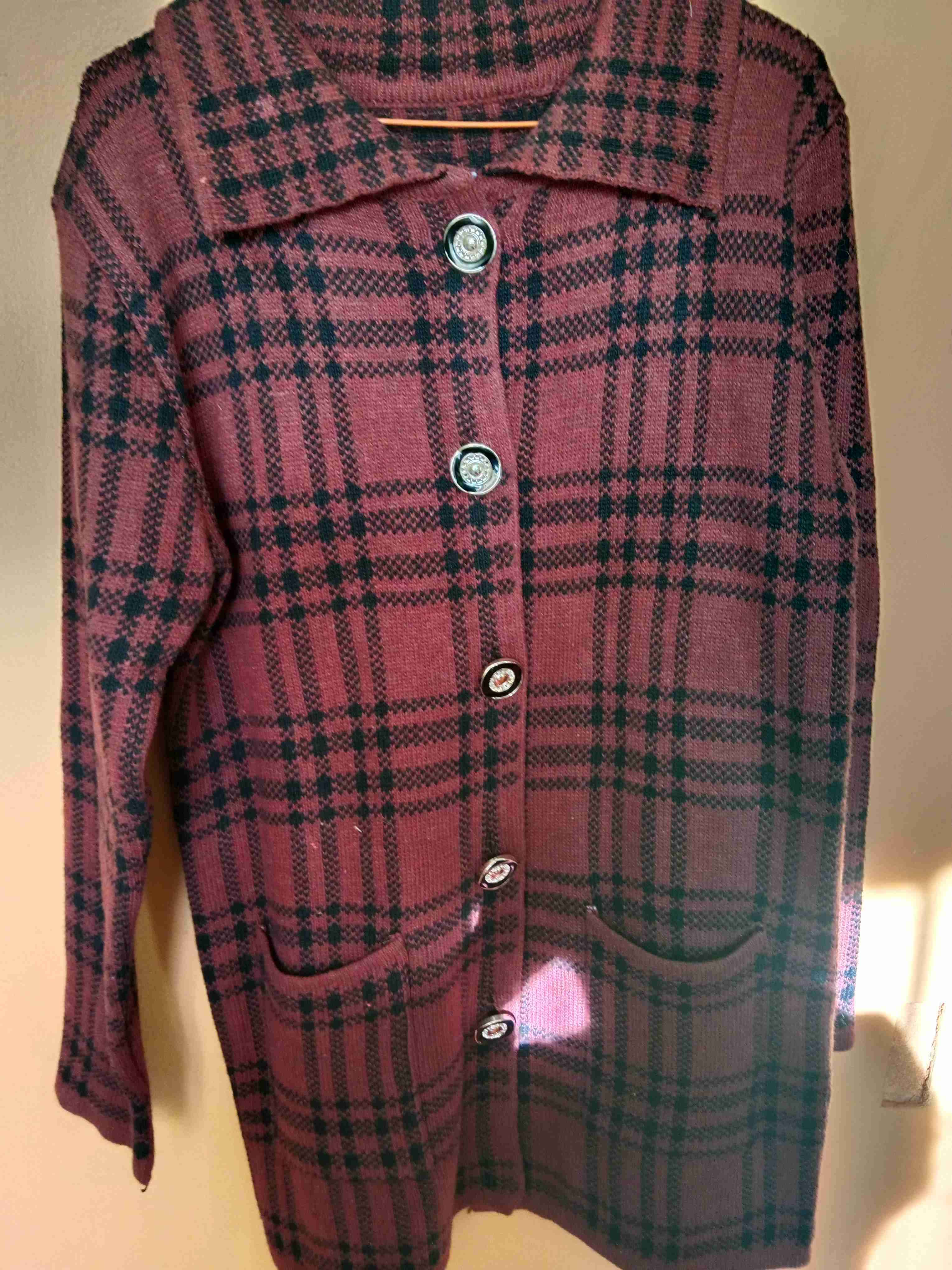 Abrigo de lana a cuadros rojo - miniatura 4