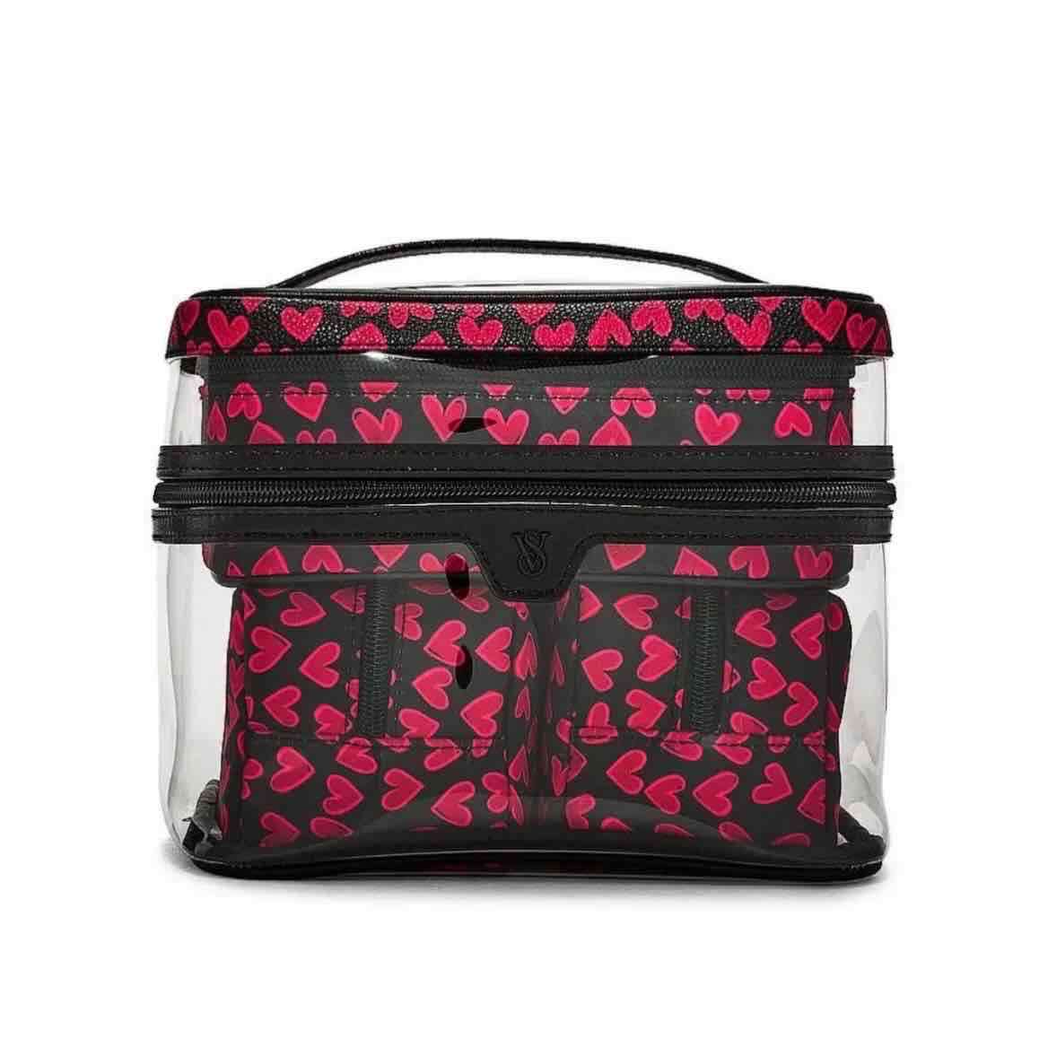 Neceser transparente corazones