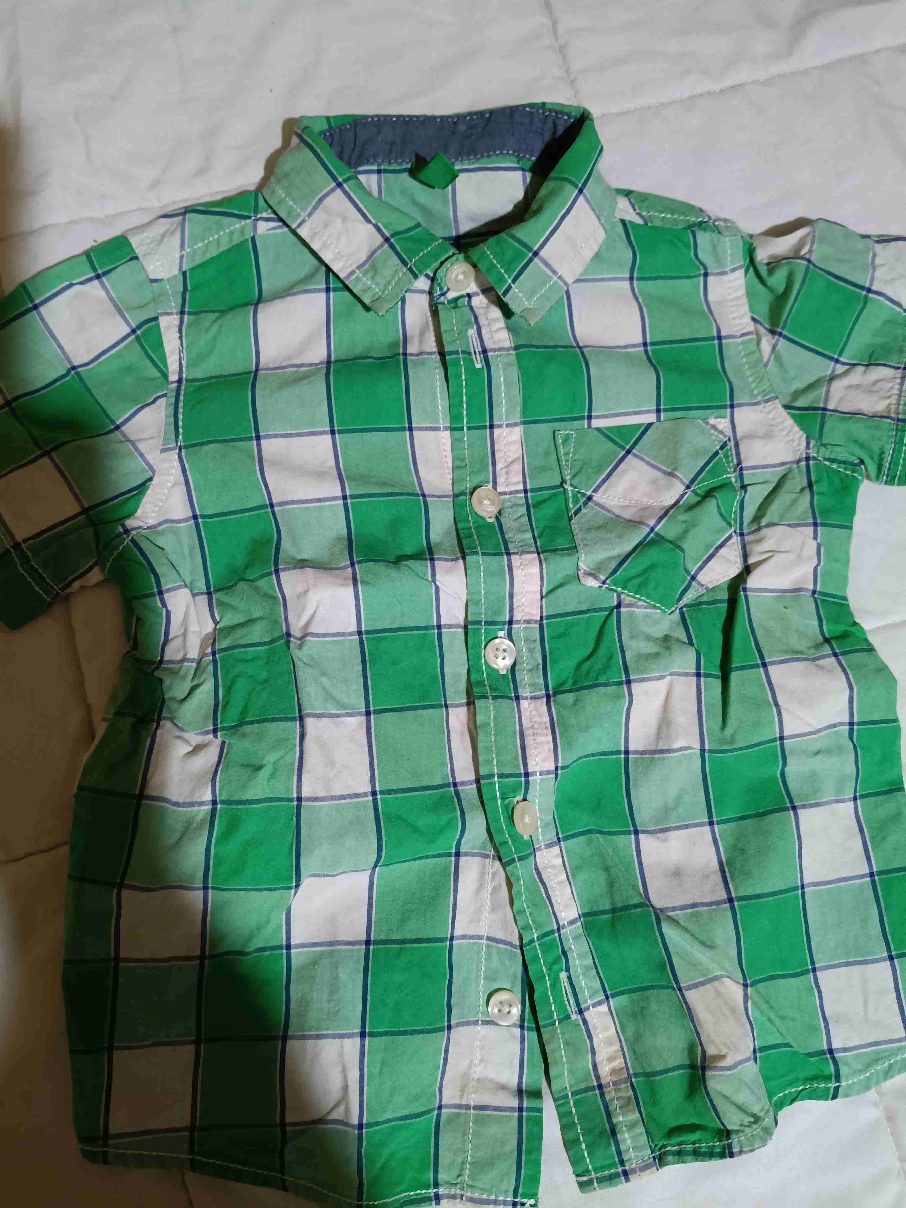 Camisa a cuadros verde para niño - 1
