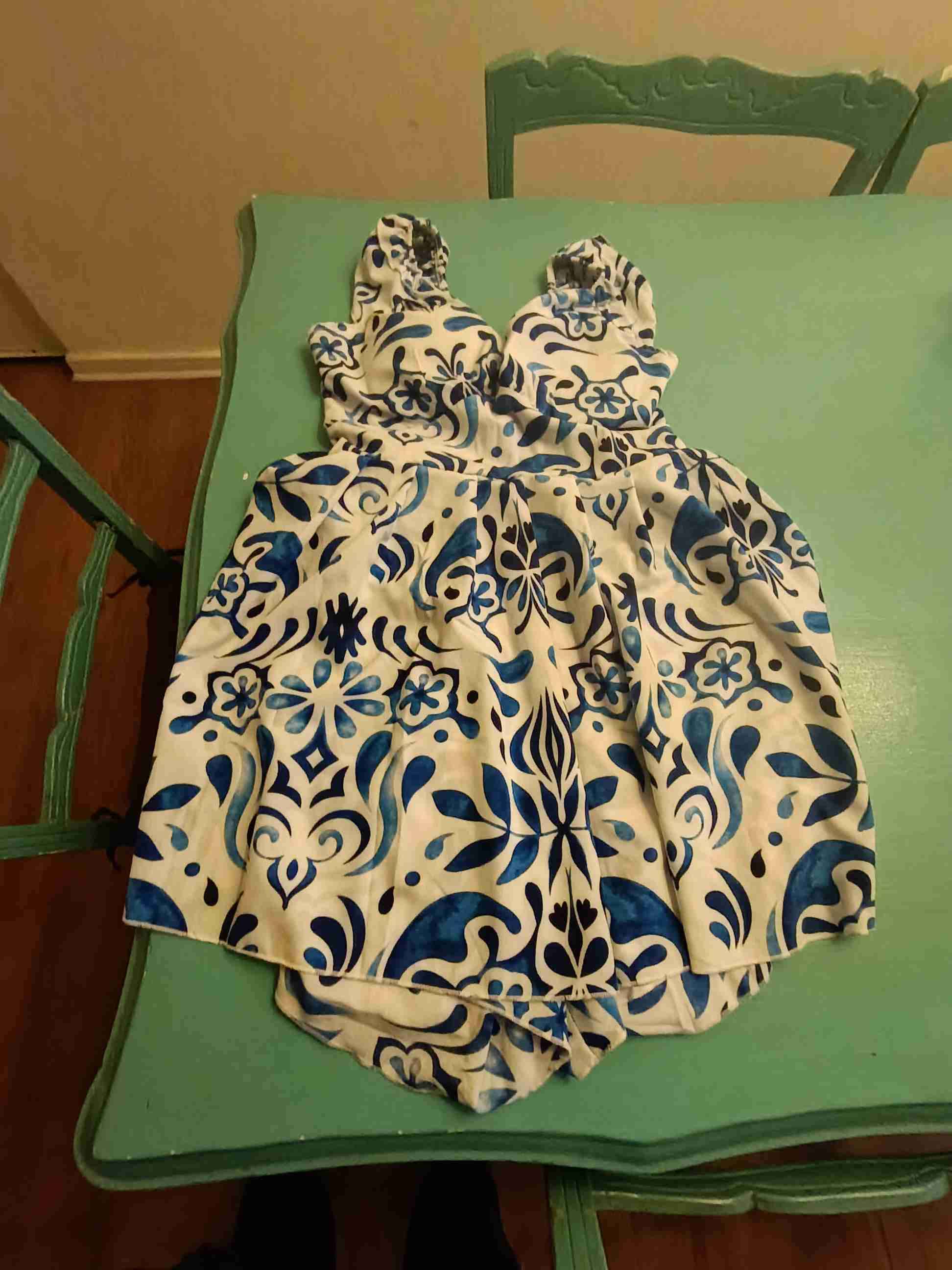 Vestido estampado azul y blanco - 1