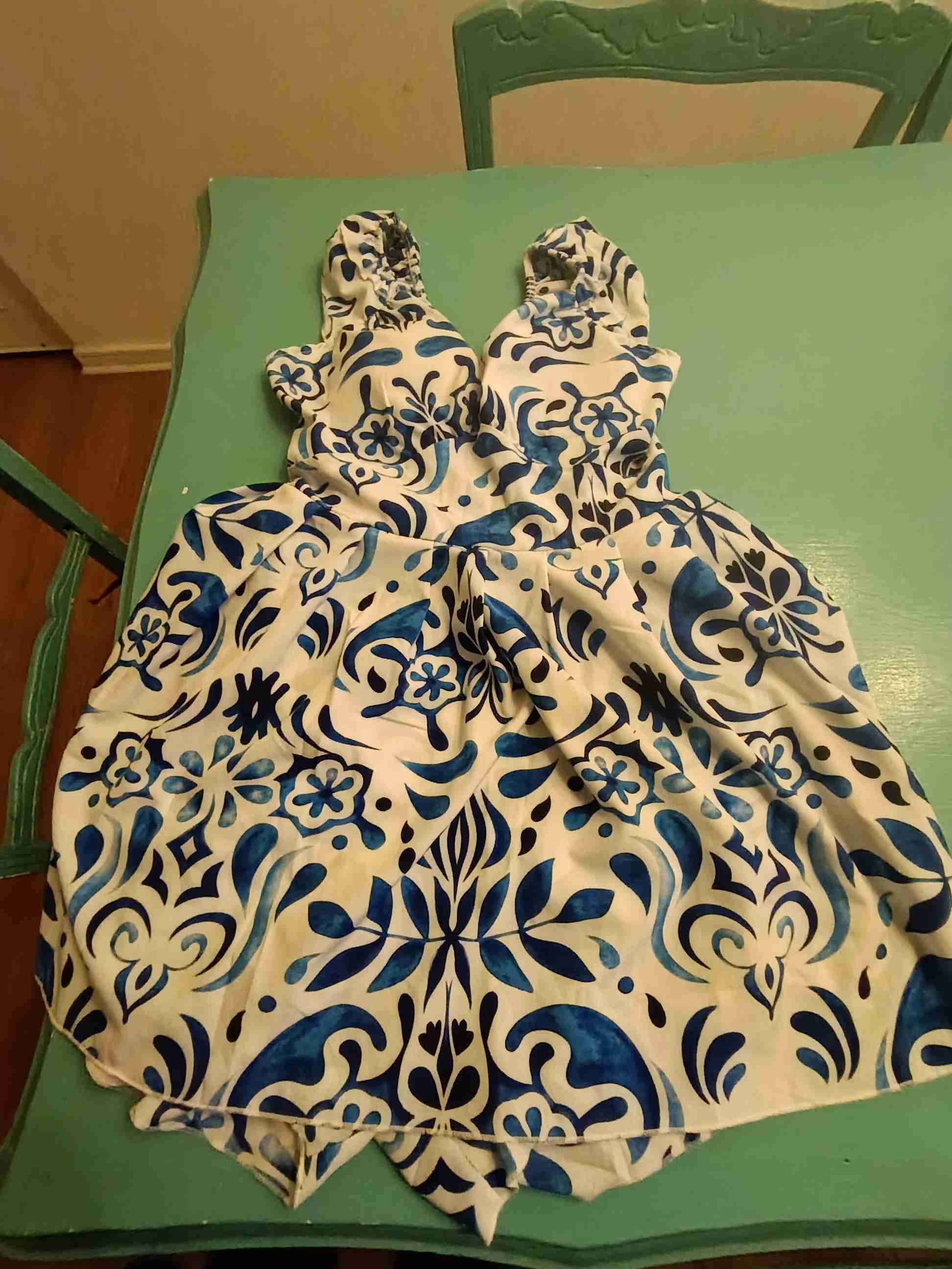 Vestido estampado azul y blanco - 2