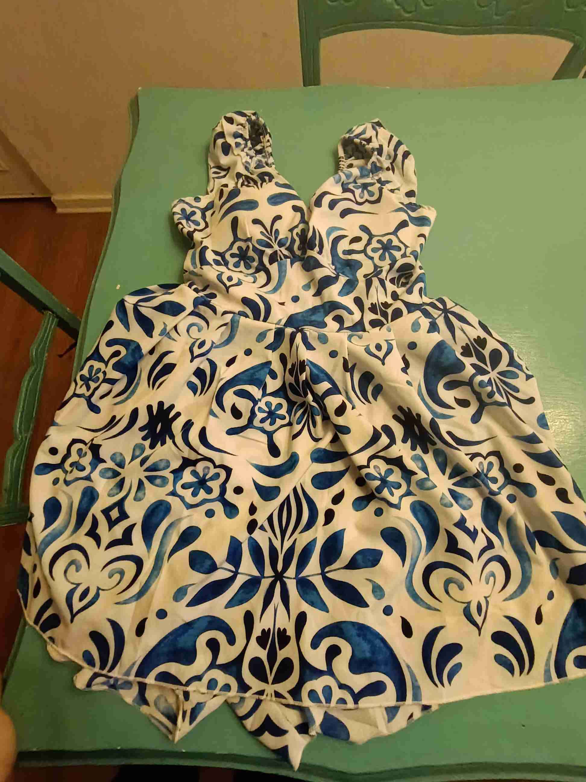 Vestido estampado azul y blanco - 3