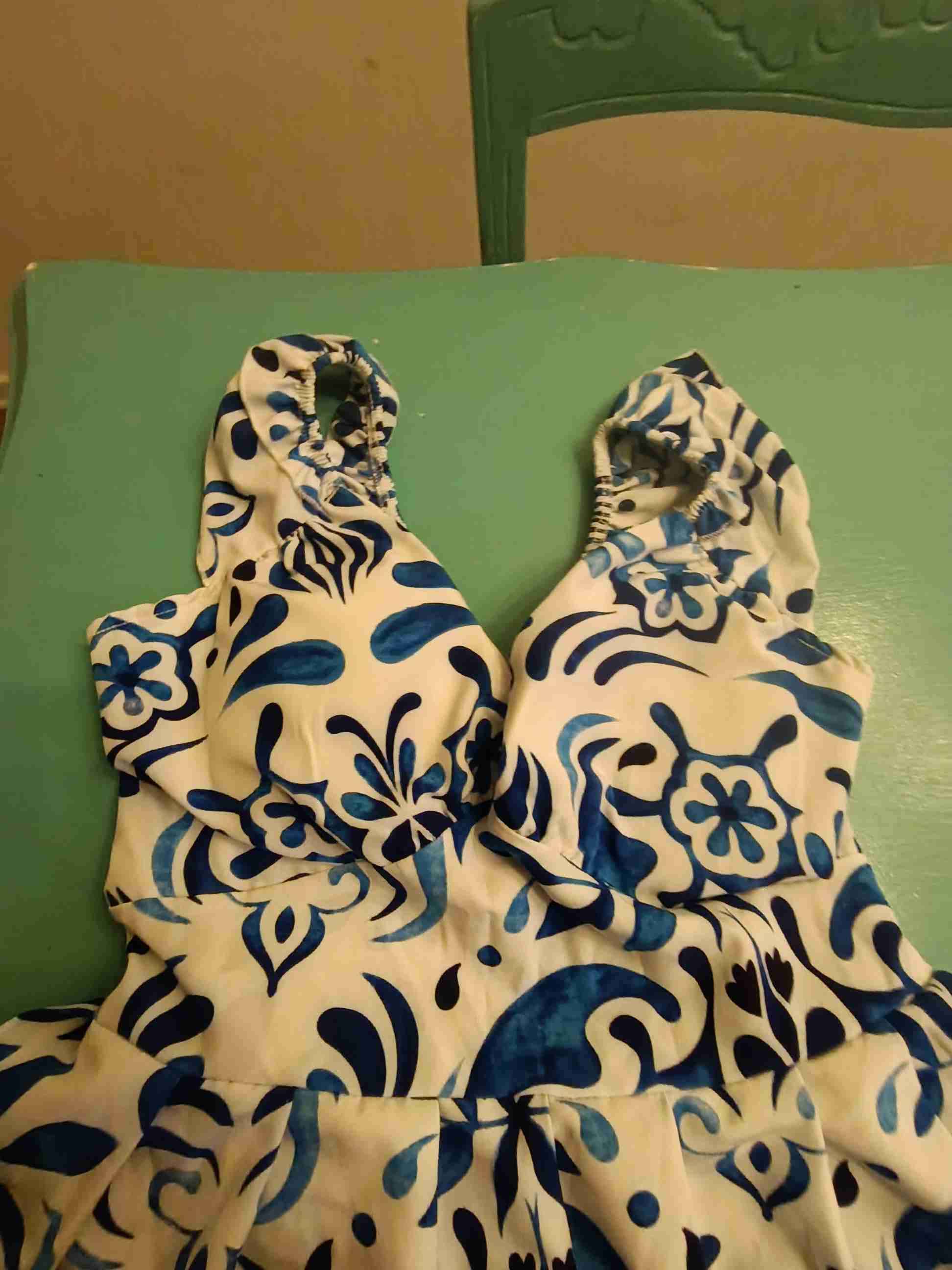 Vestido estampado azul y blanco - 5