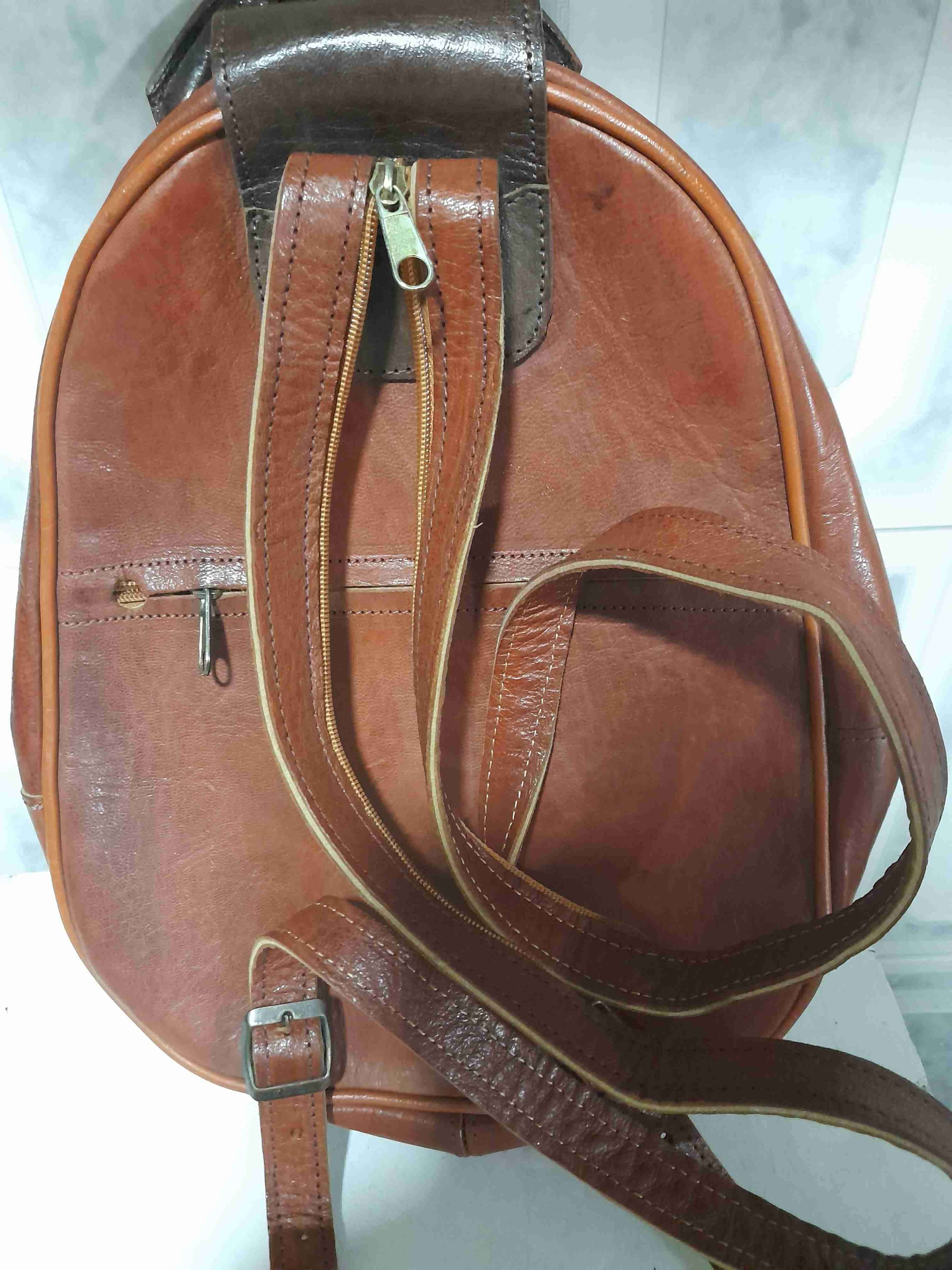 Mochila de cuero marrón vintage - 2