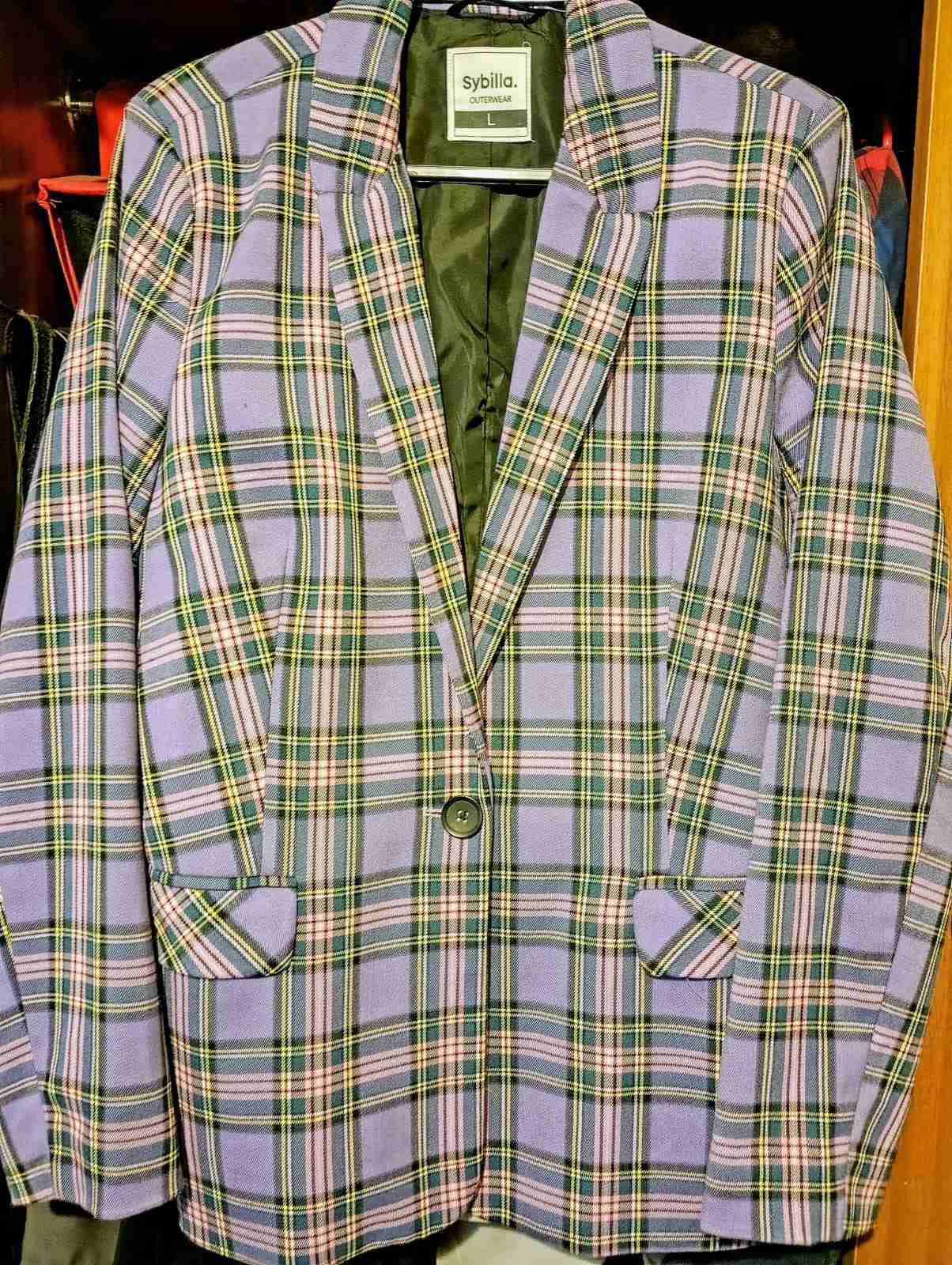 Blazer a cuadros lila para mujer - 2