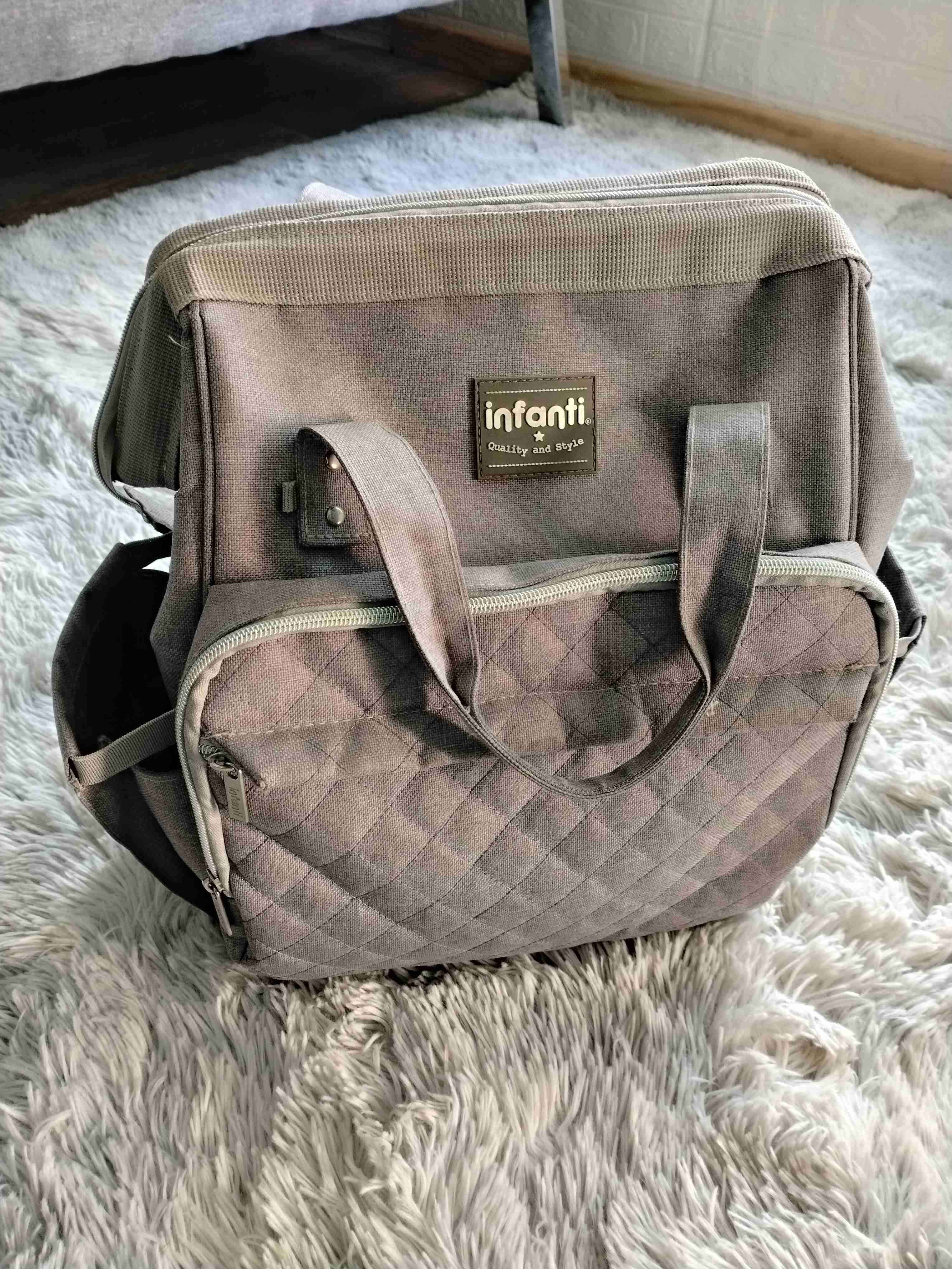 Mochila Infanti gris acolchada pañalera - miniatura 2