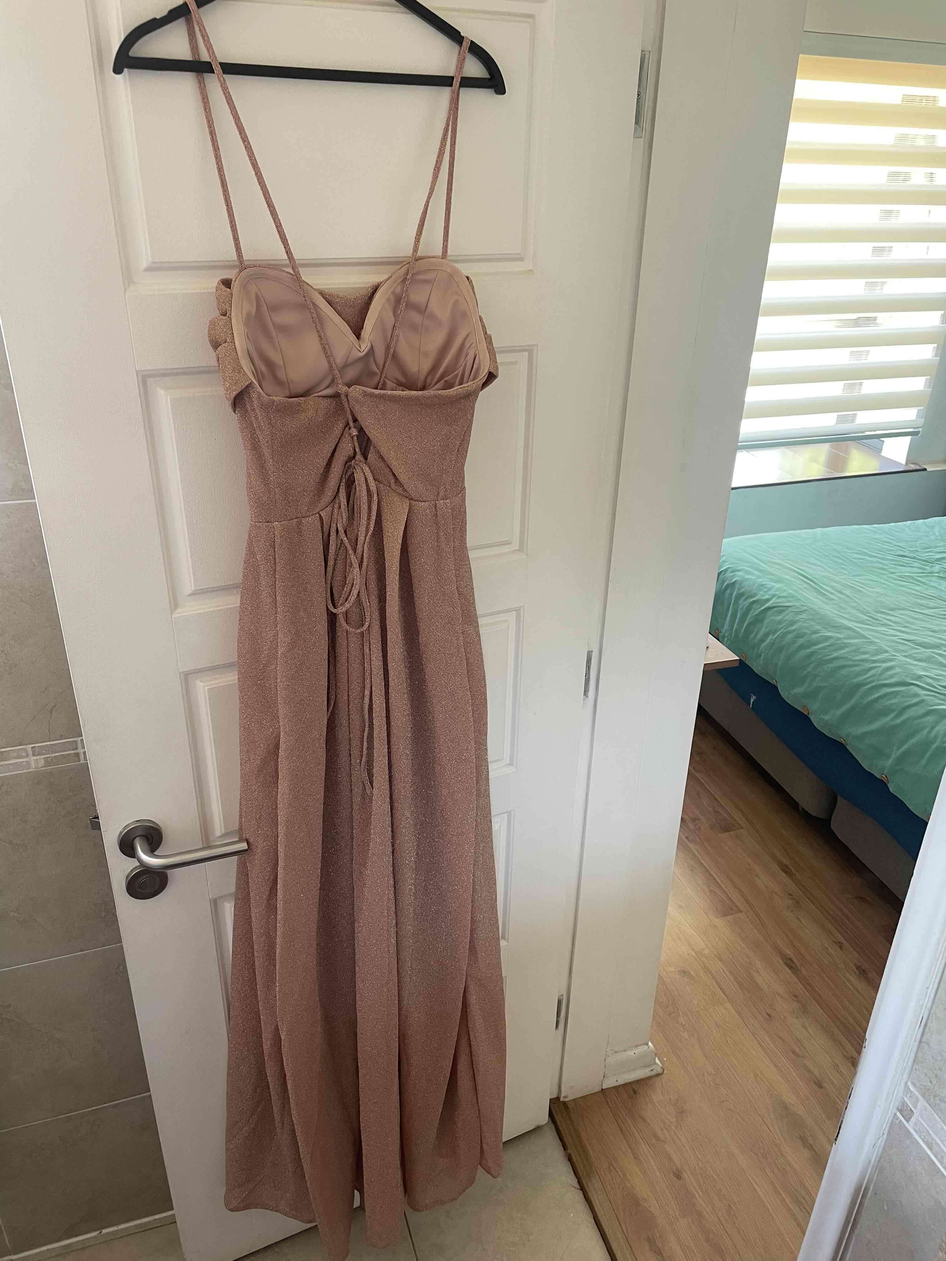 Vestido largo rosa brillante talla L - miniatura 2