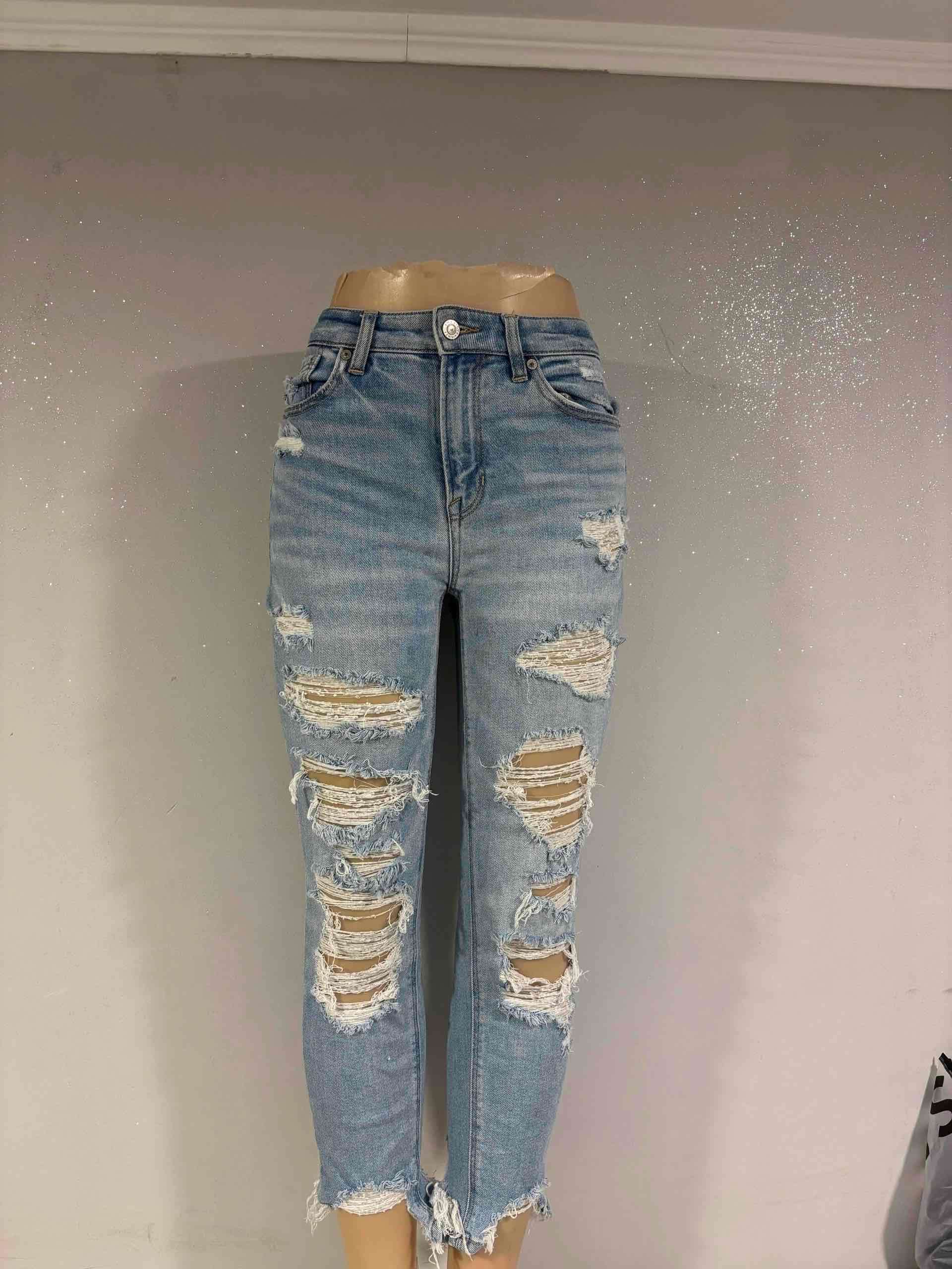 Jeans celestes rasgados american aegle